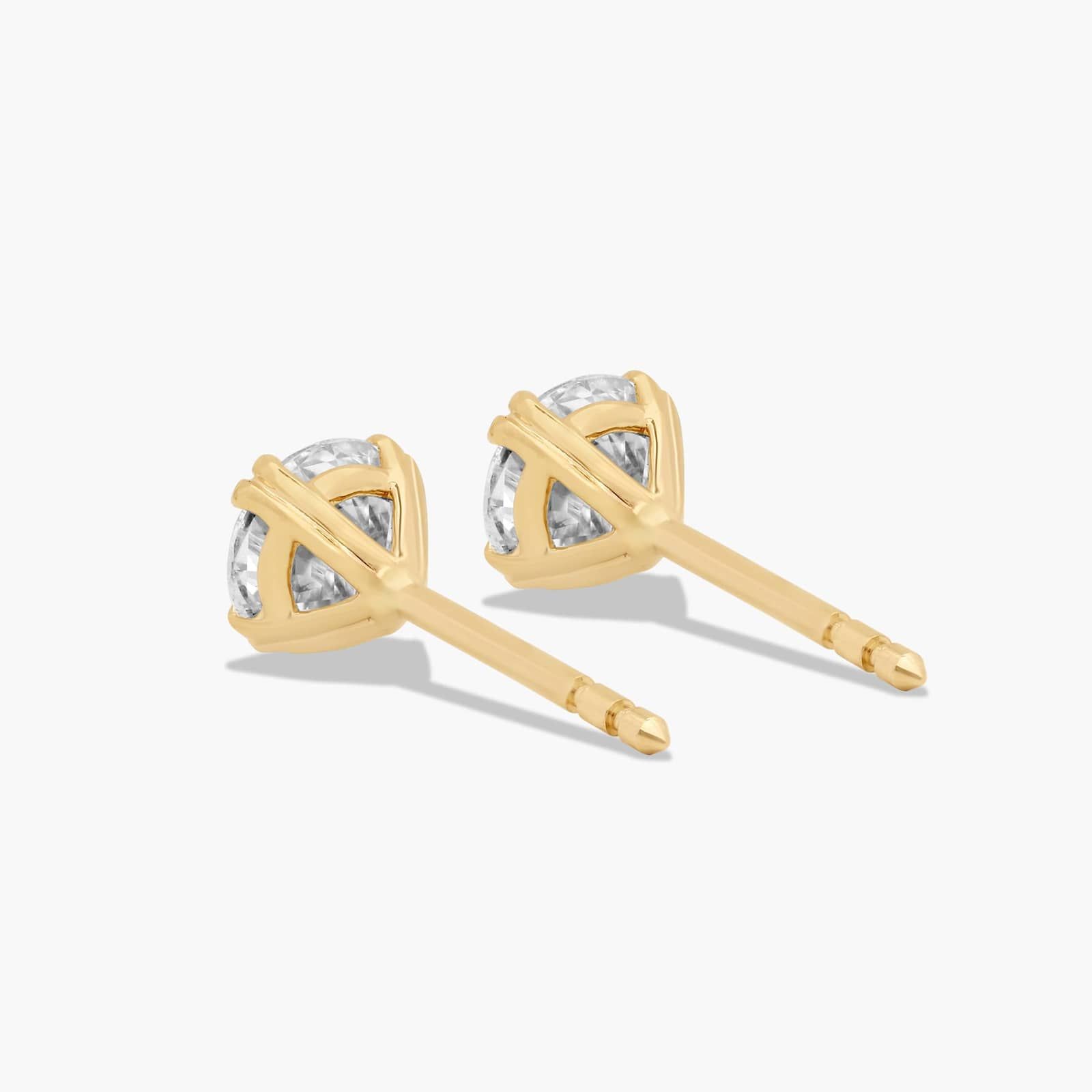 Double Prong 1 CTW Diamond Stud Earrings In 14K Yellow Gold