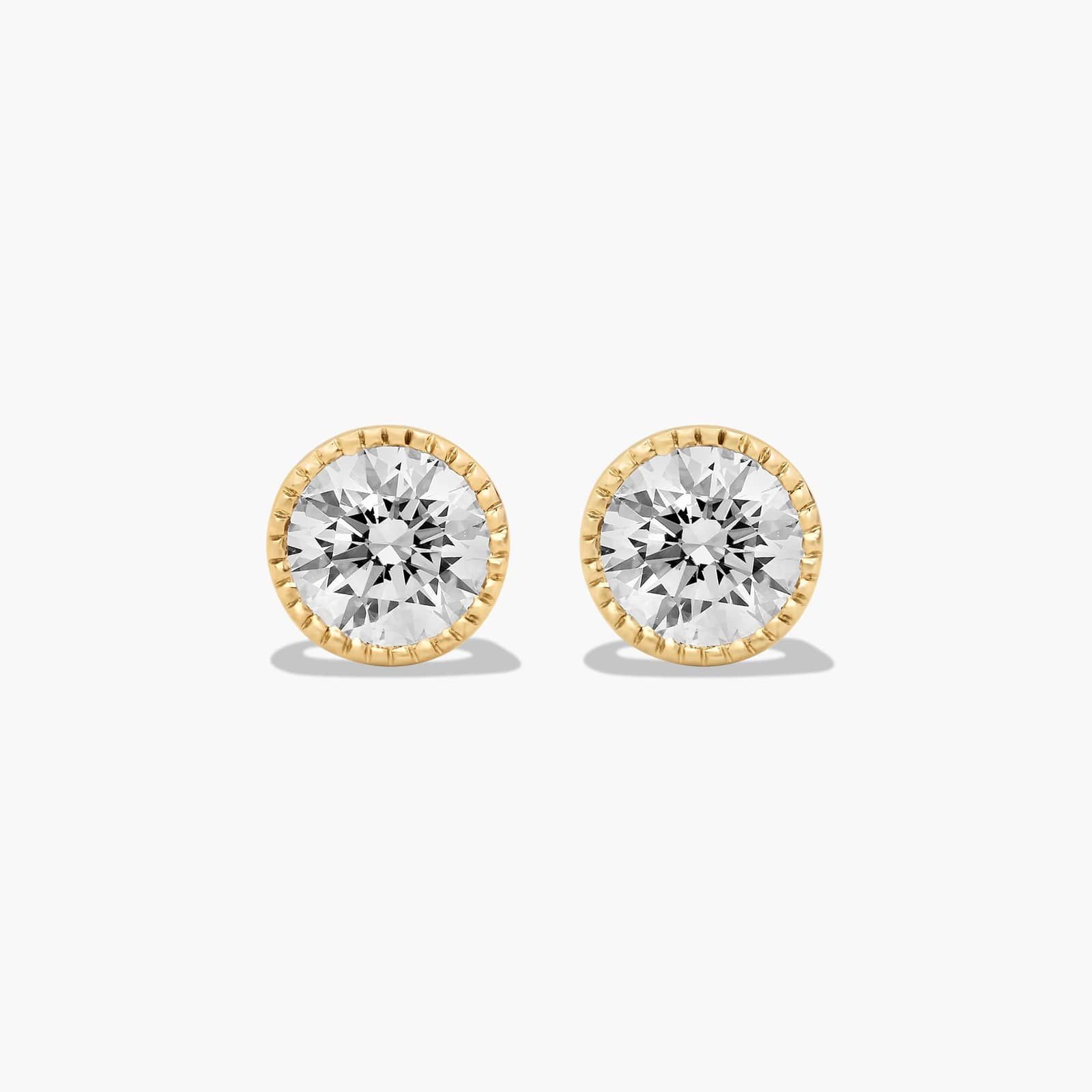 Milgrain Bezel 0.5 CTW Diamond Stud Earrings In 14K Yellow Gold
