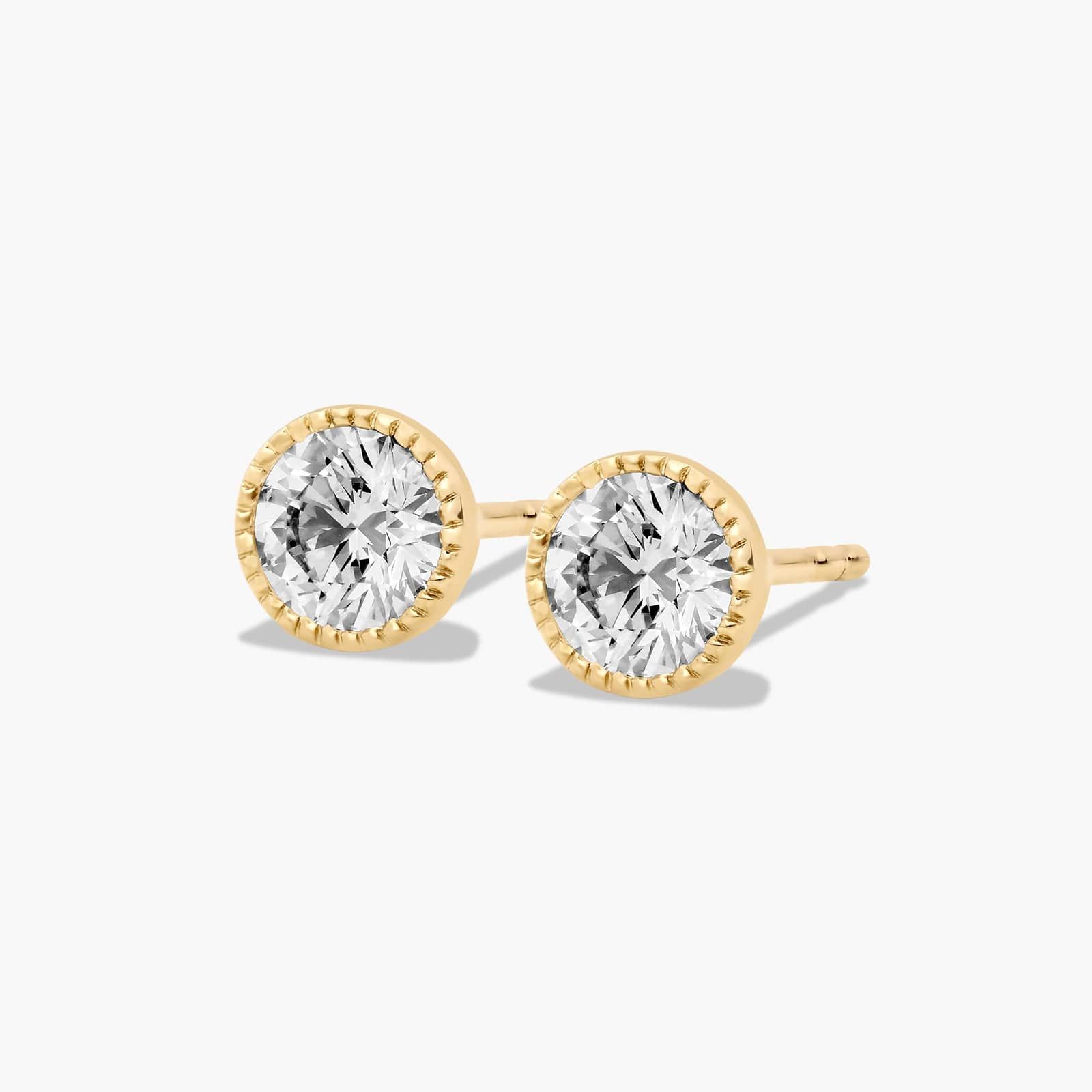 Milgrain Bezel 0.5 CTW Diamond Stud Earrings In 14K Yellow Gold