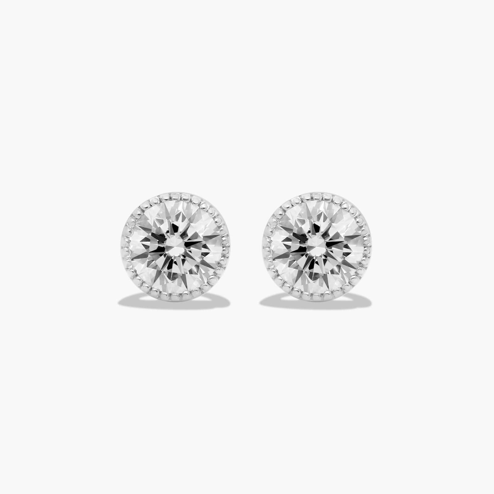 Milgrain Bezel 0.75 CTW Diamond Stud Earrings Platinum