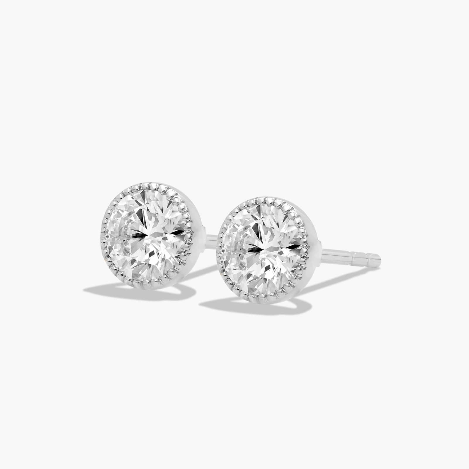 Milgrain Bezel 0.75 CTW Diamond Stud Earrings Platinum