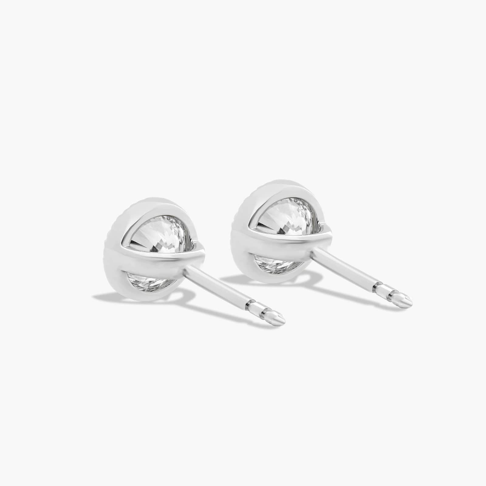 Milgrain Bezel 1 CTW Diamond Stud Earrings In 14K White Gold