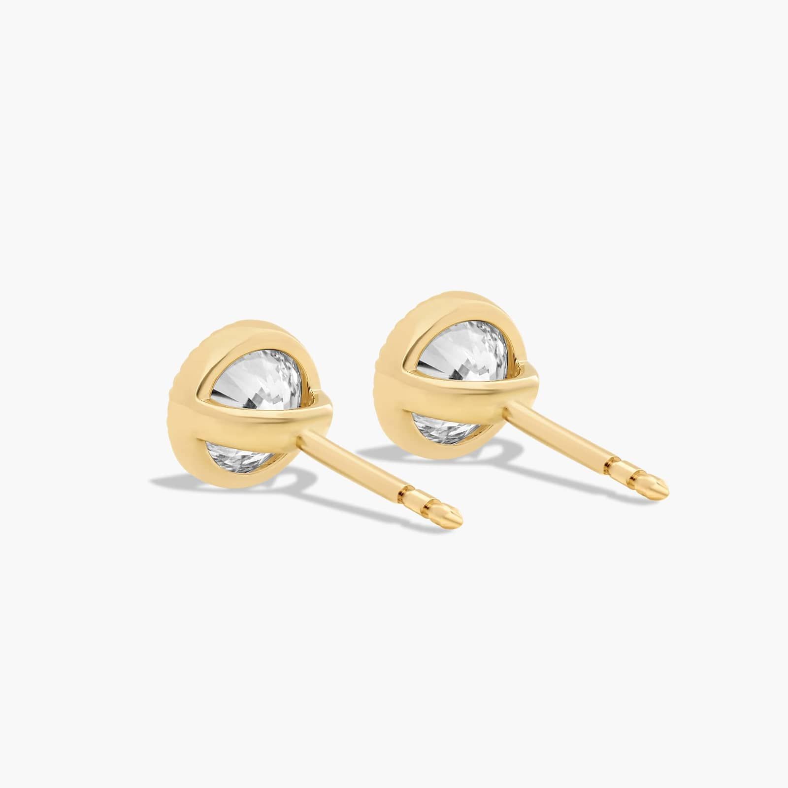 Milgrain Bezel 1 CTW Diamond Stud Earrings In 14K Yellow Gold