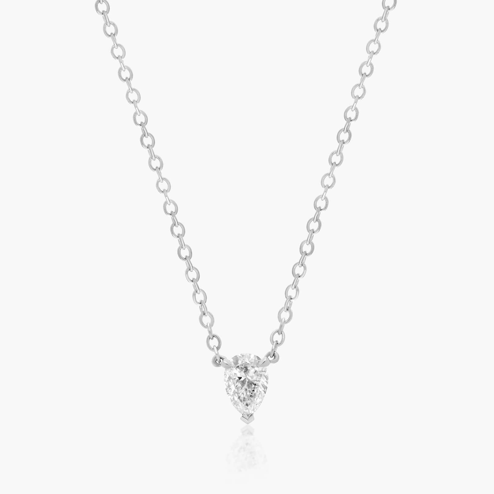 14K White Gold Pear Cut Lab-Grown Diamond Solitaire Pendant (0.25 CTW - F-G / VS2-SI1)