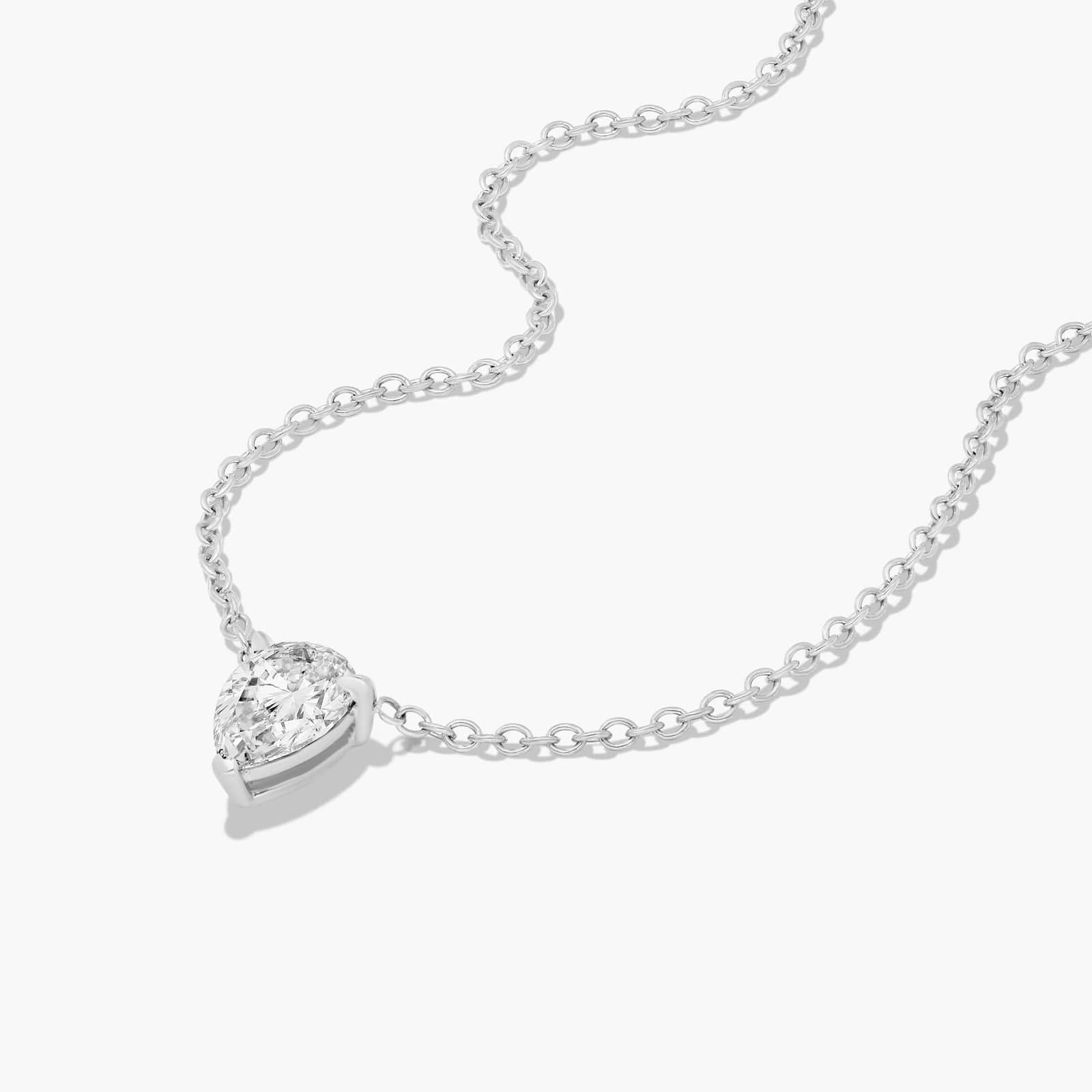 14K White Gold Pear Cut Lab-Grown Diamond Solitaire Pendant (0.50 CTW - F-G / VS2-SI1)