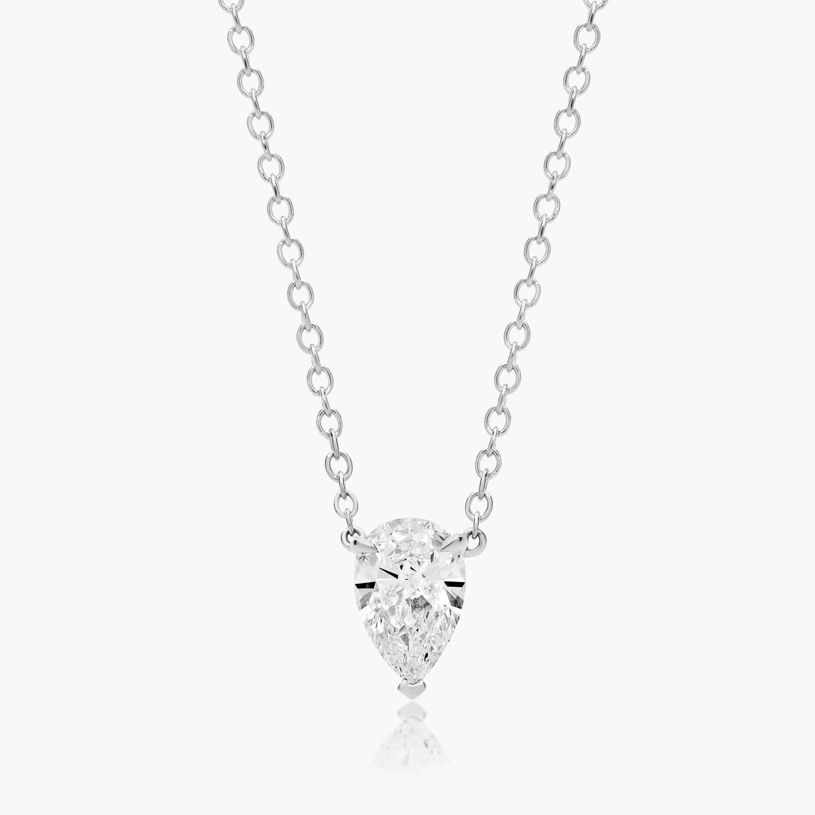 14K White Gold Pear Cut Lab-Grown Diamond Solitaire Pendant (0.75 CTW - F-G / VS2-SI1)