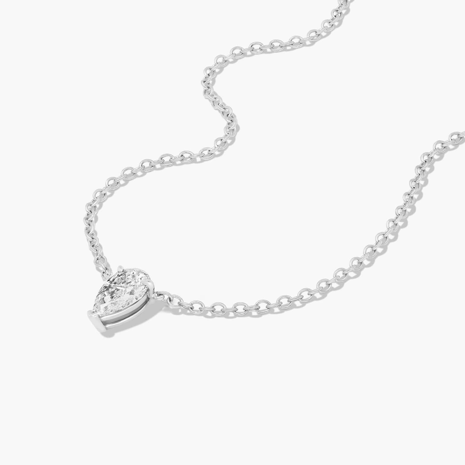 14K White Gold Pear Cut Lab-Grown Diamond Solitaire Pendant (0.75 CTW - F-G / VS2-SI1)