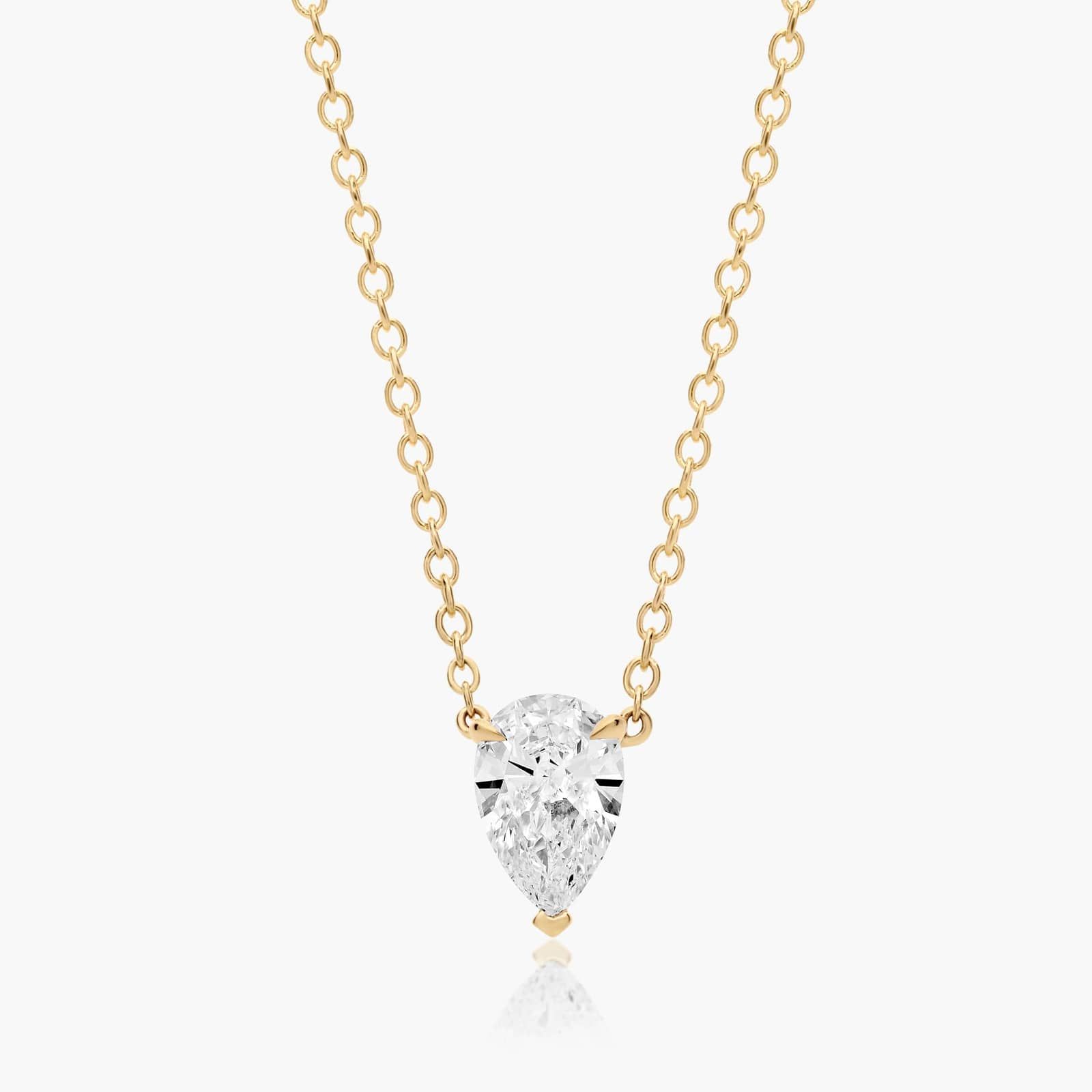 14K Yellow Gold Pear Cut Lab-Grown Diamond Solitaire Pendant (0.75 CTW - F-G / VS2-SI1)