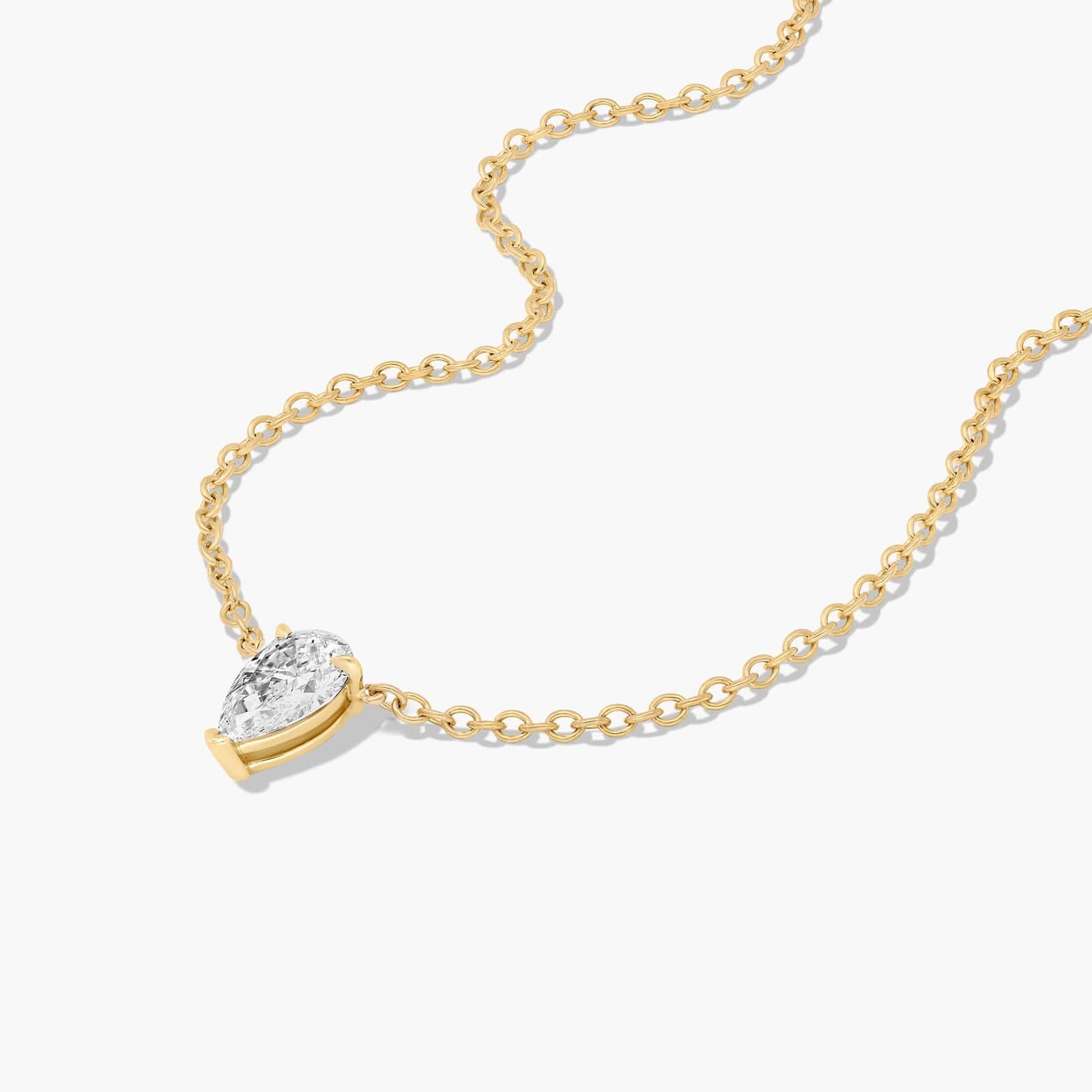 14K Yellow Gold Pear Cut Lab-Grown Diamond Solitaire Pendant (0.75 CTW - F-G / VS2-SI1)
