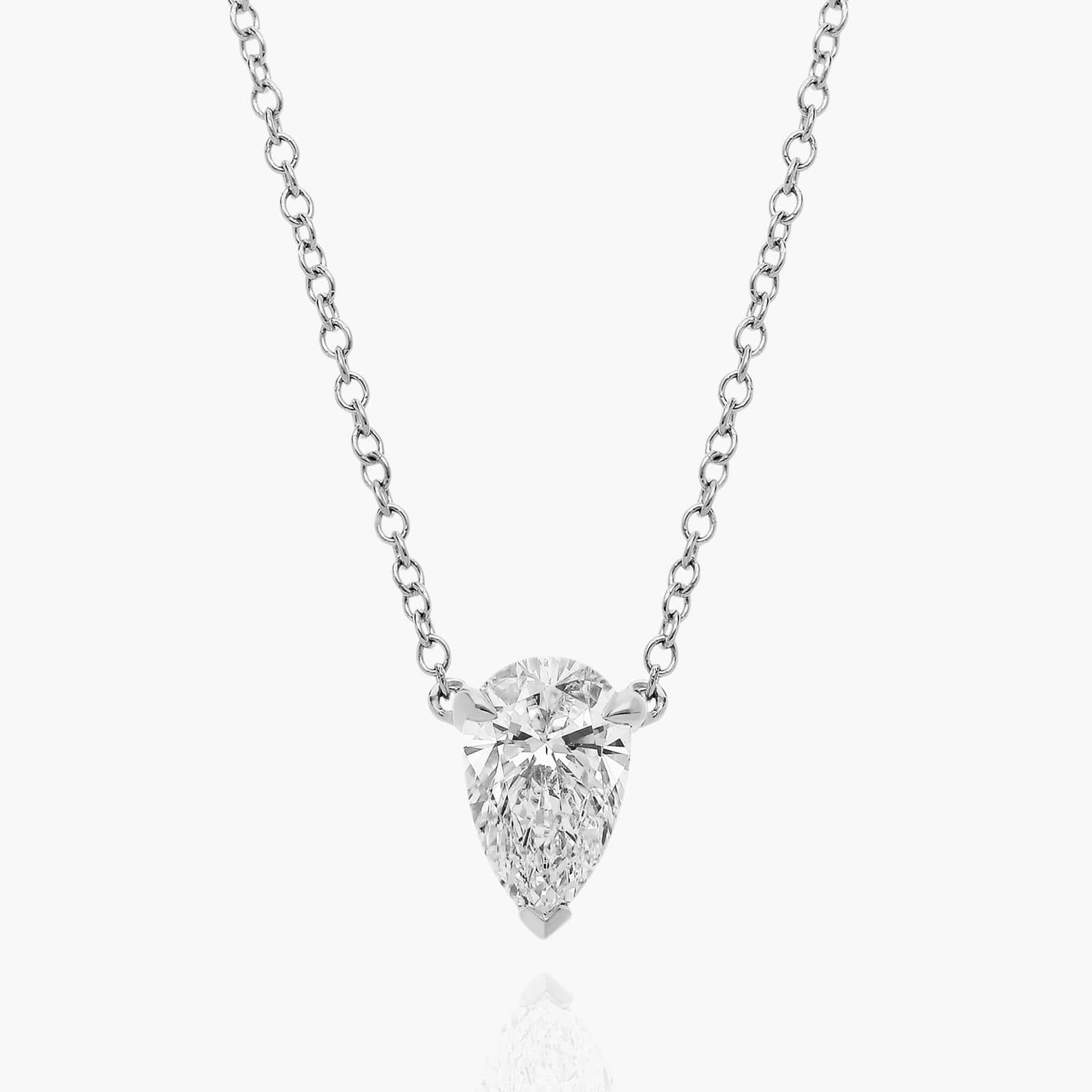 14K White Gold Pear Cut Lab-Grown Diamond Solitaire Pendant (1.00 CTW - F-G / VS2-SI1)