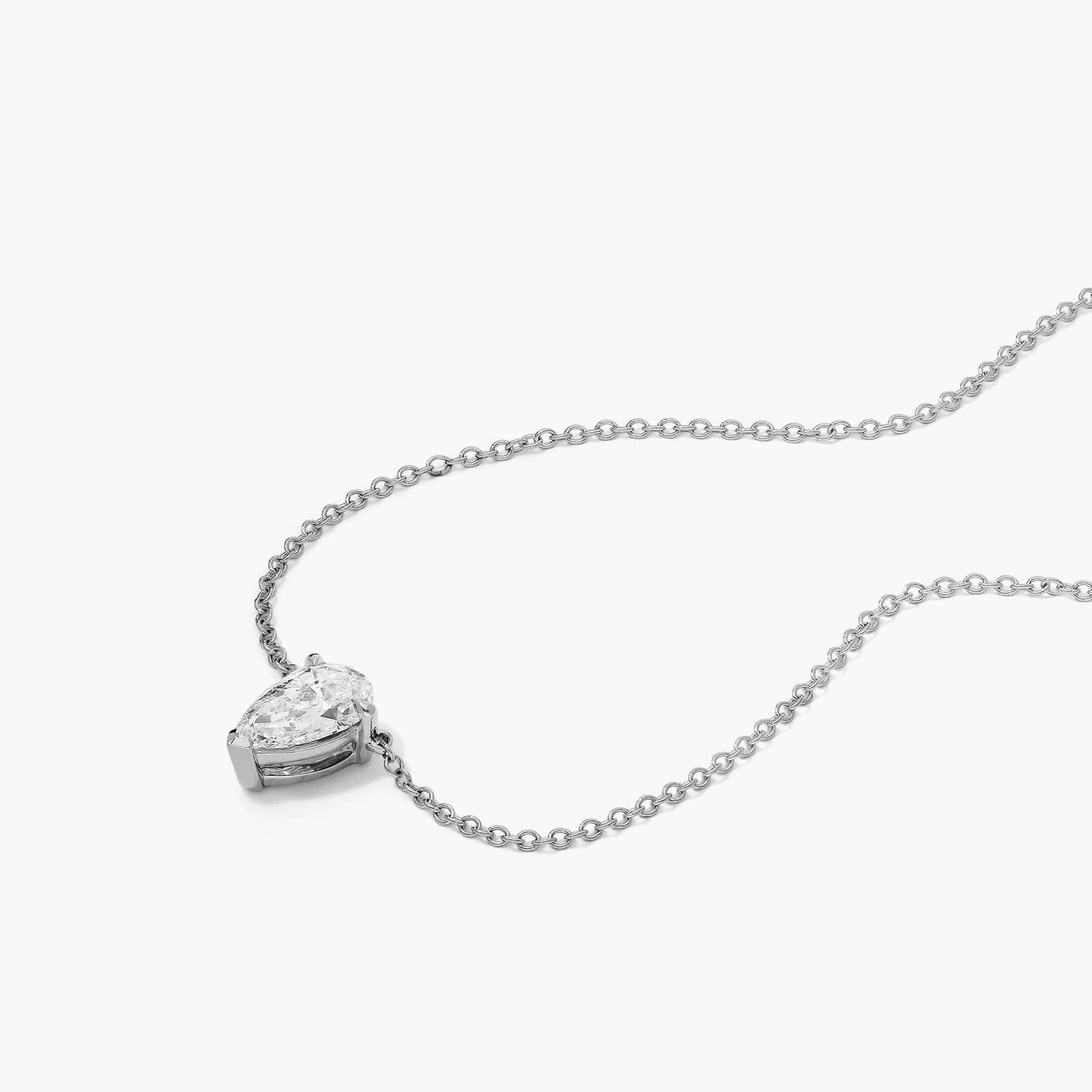 14K White Gold Pear Cut Lab-Grown Diamond Solitaire Pendant (1.00 CTW - F-G / VS2-SI1)