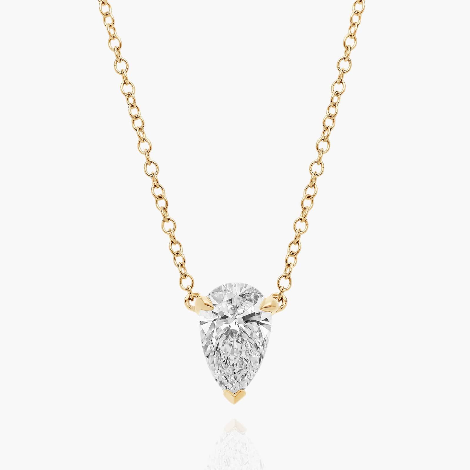 14K Yellow Gold Pear Cut Lab-Grown Diamond Solitaire Pendant (1.00 CTW - F-G / VS2-SI1)