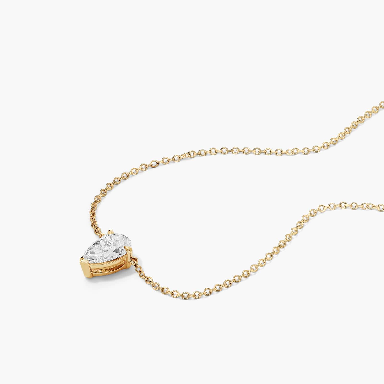 14K Yellow Gold Pear Cut Lab-Grown Diamond Solitaire Pendant (1.00 CTW - F-G / VS2-SI1)