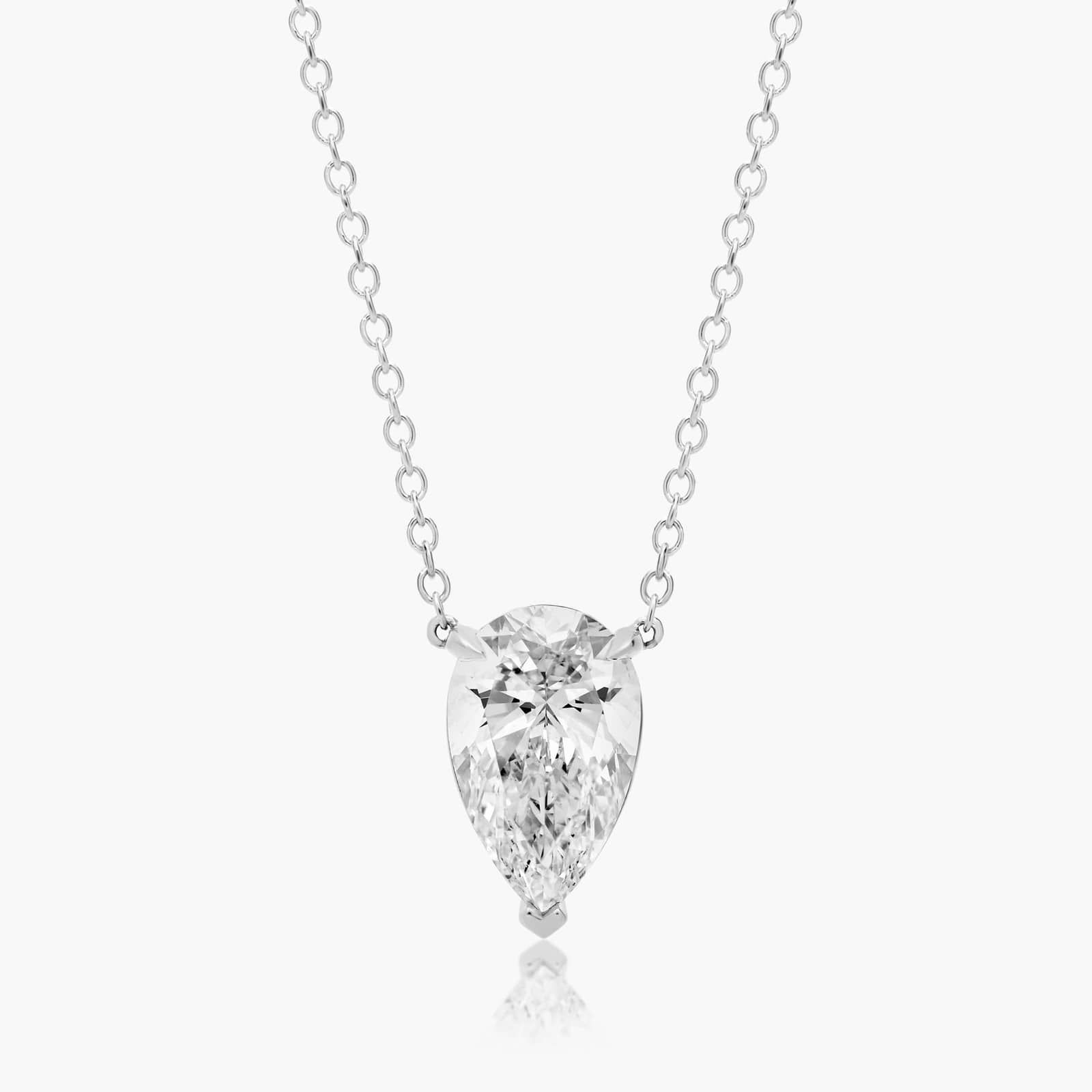14K White Gold Pear Cut Lab-Grown Diamond Solitaire Pendant (2.00 CTW - F-G / VS2-SI1)