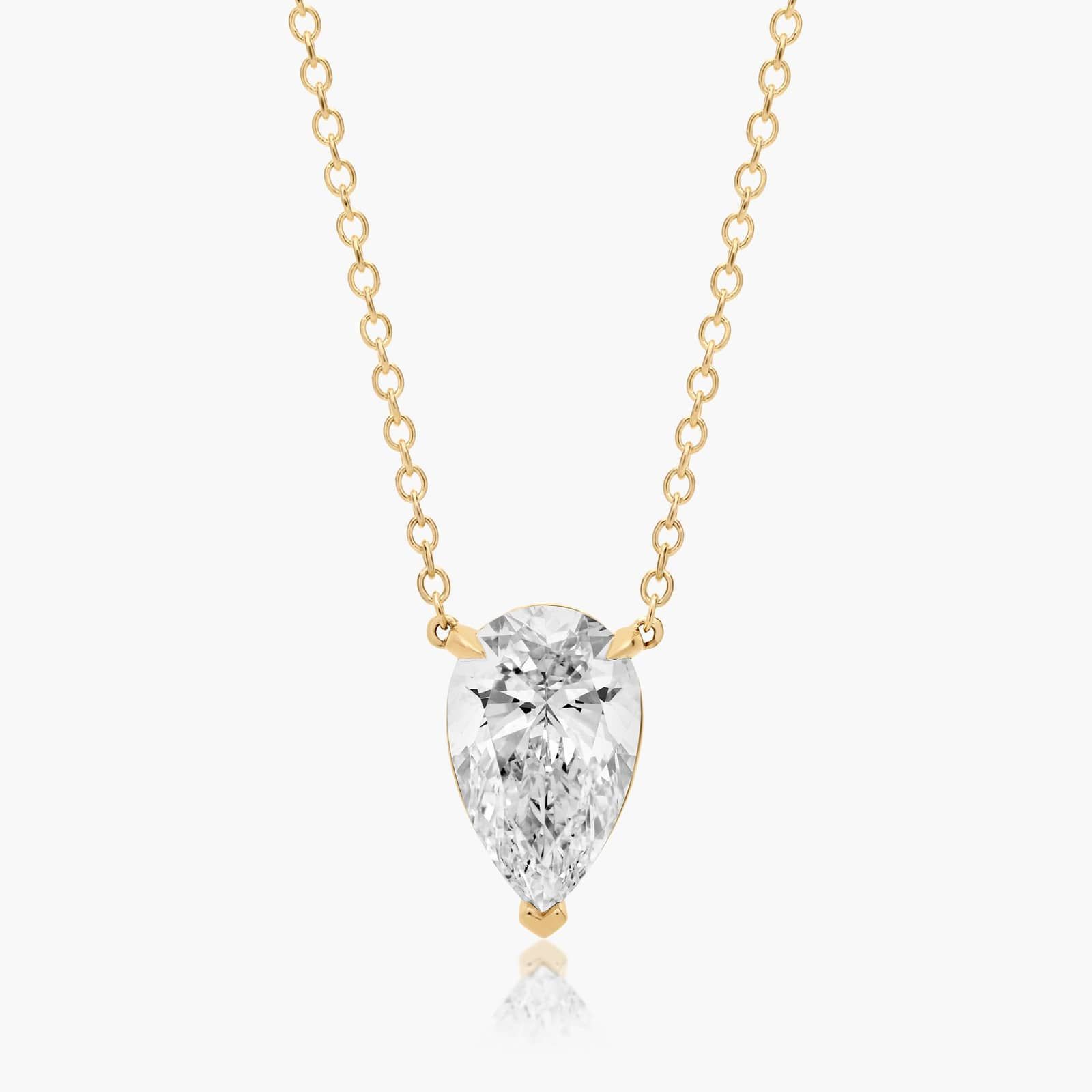 14K Yellow Gold Pear Cut Lab-Grown Diamond Solitaire Pendant (2.00 CTW - F-G / VS2-SI1)