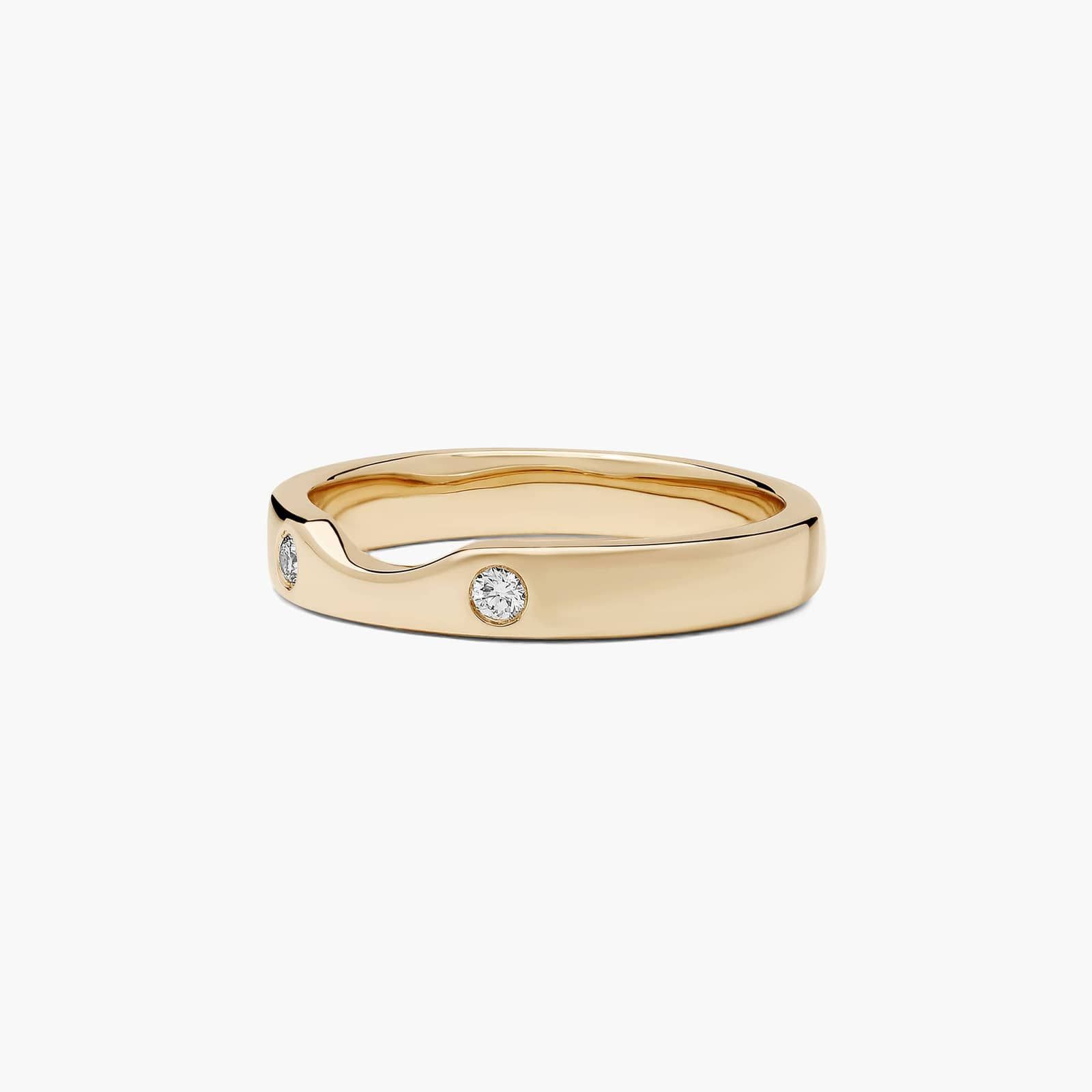Slightly Curved Wedding Ring With 0.06 CTW Round Diamonds In 14K Yellow Gold (3.00mm)