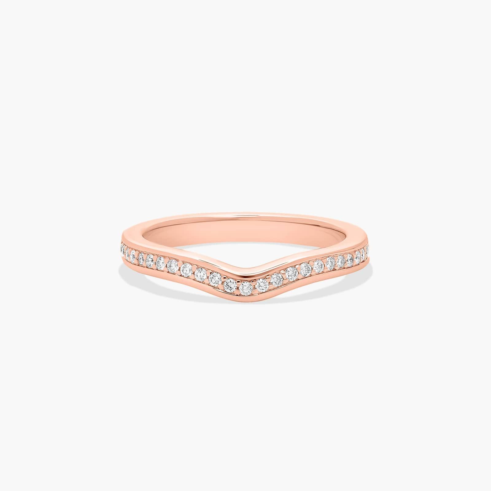 Curved Pavé Set Diamond Wedding Ring In 14K Rose Gold (2.50mm)