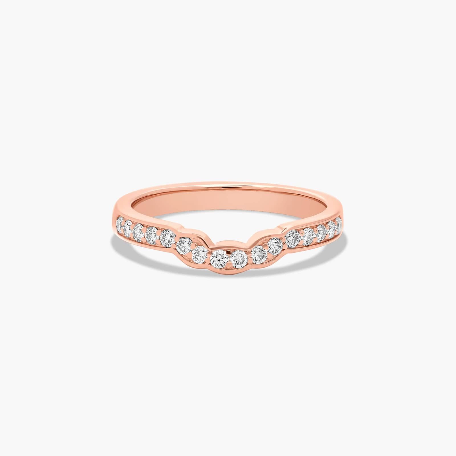 Contoured Pavé Set Diamond Wedding Ring In 14K Rose Gold (2.50mm)
