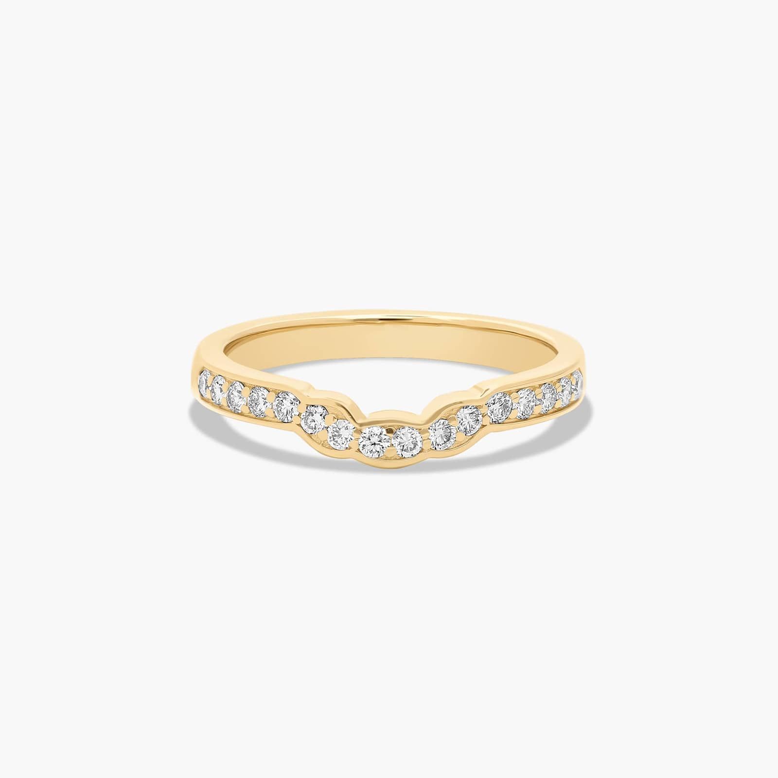 Contoured Pavé Set Diamond Wedding Ring In 14K Yellow Gold (2.50mm)
