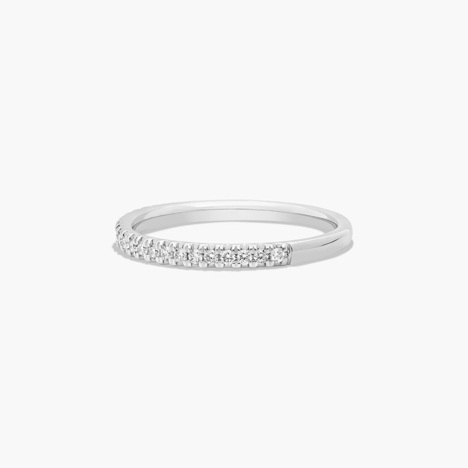 Thin Pavé Set Wedding Ring With 0.15 CTW Diamonds In 18K White Gold (1.50mm)