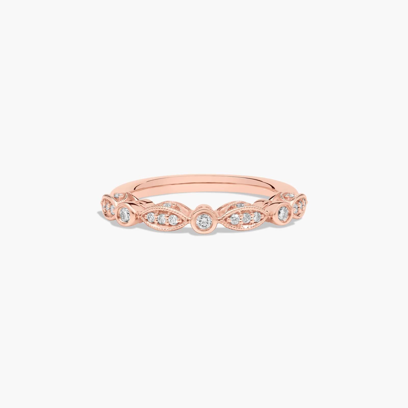 Bezel and Pavé Set Diamond Wedding Ring In 14K Rose Gold (2.00mm)