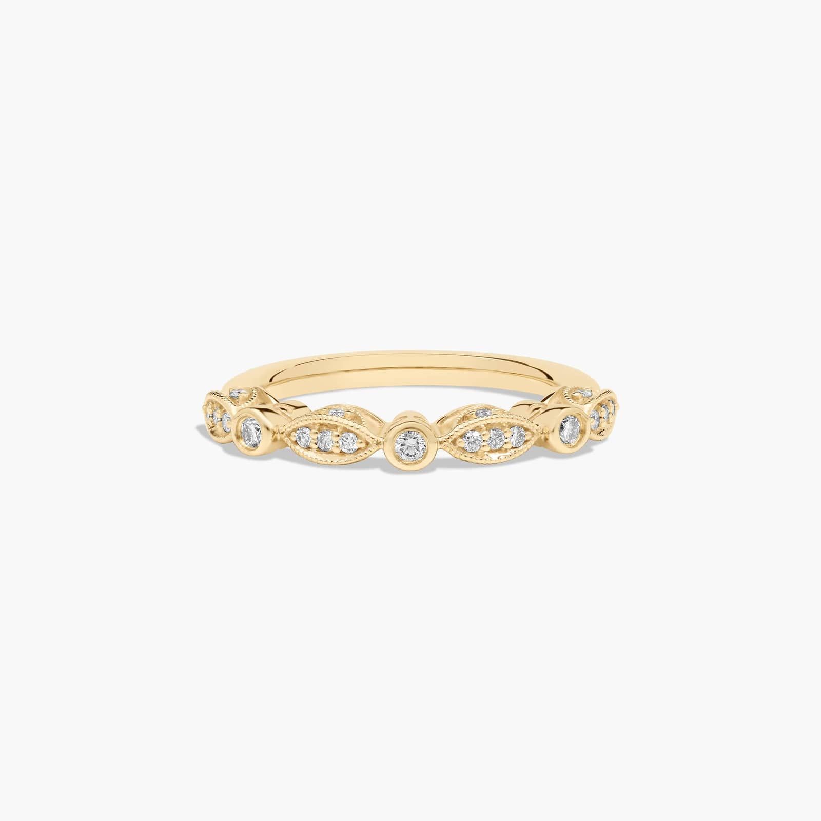 Bezel and Pavé Set Diamond Wedding Ring In 14K Yellow Gold (2.00mm)