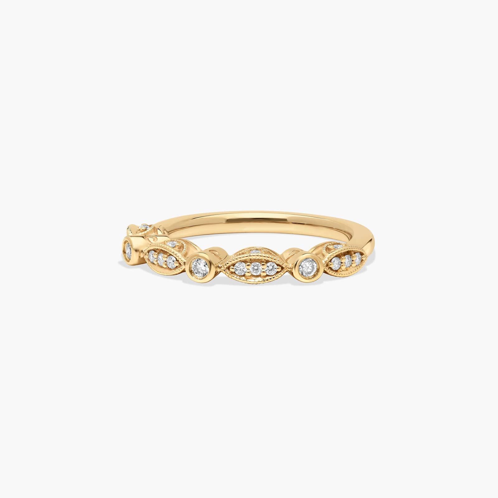 Bezel and Pavé Set Diamond Wedding Ring In 14K Yellow Gold (2.00mm)