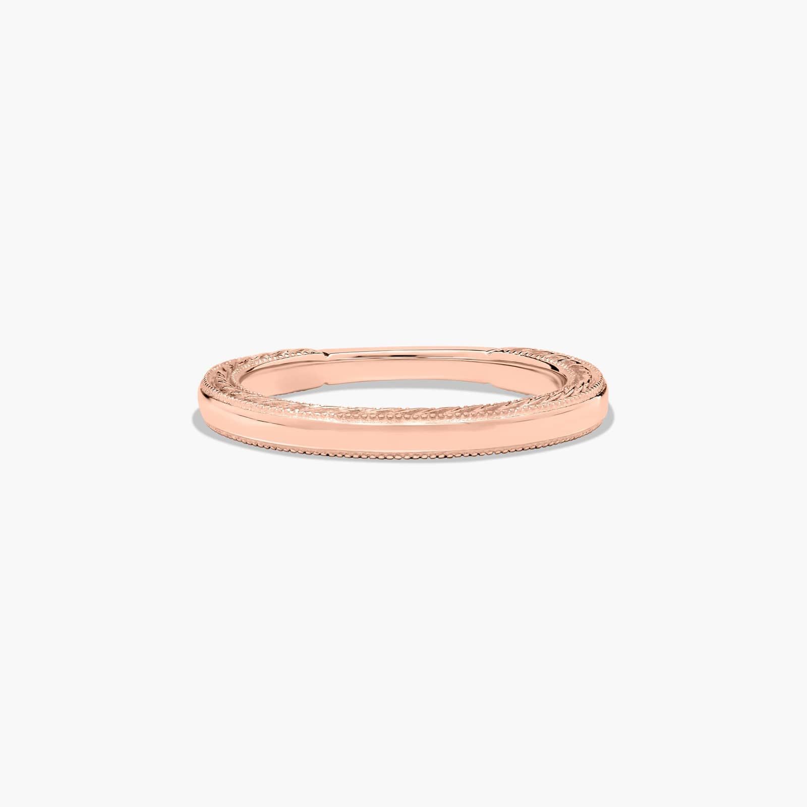 Etched Rope Wedding Ring In 14K Rose Gold (2.50mm)