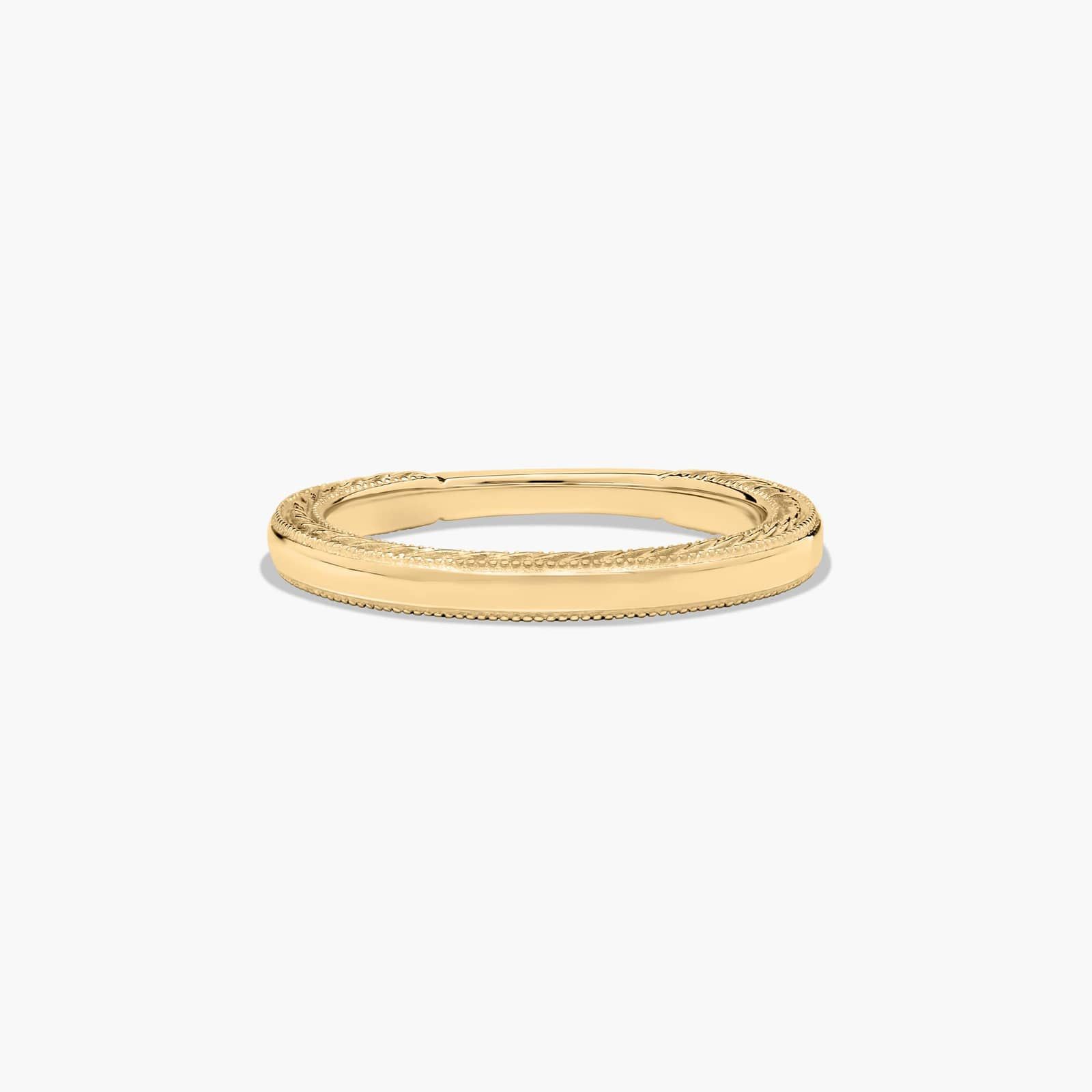 Etched Rope Wedding Ring In 18K Yellow Gold (2.50mm)