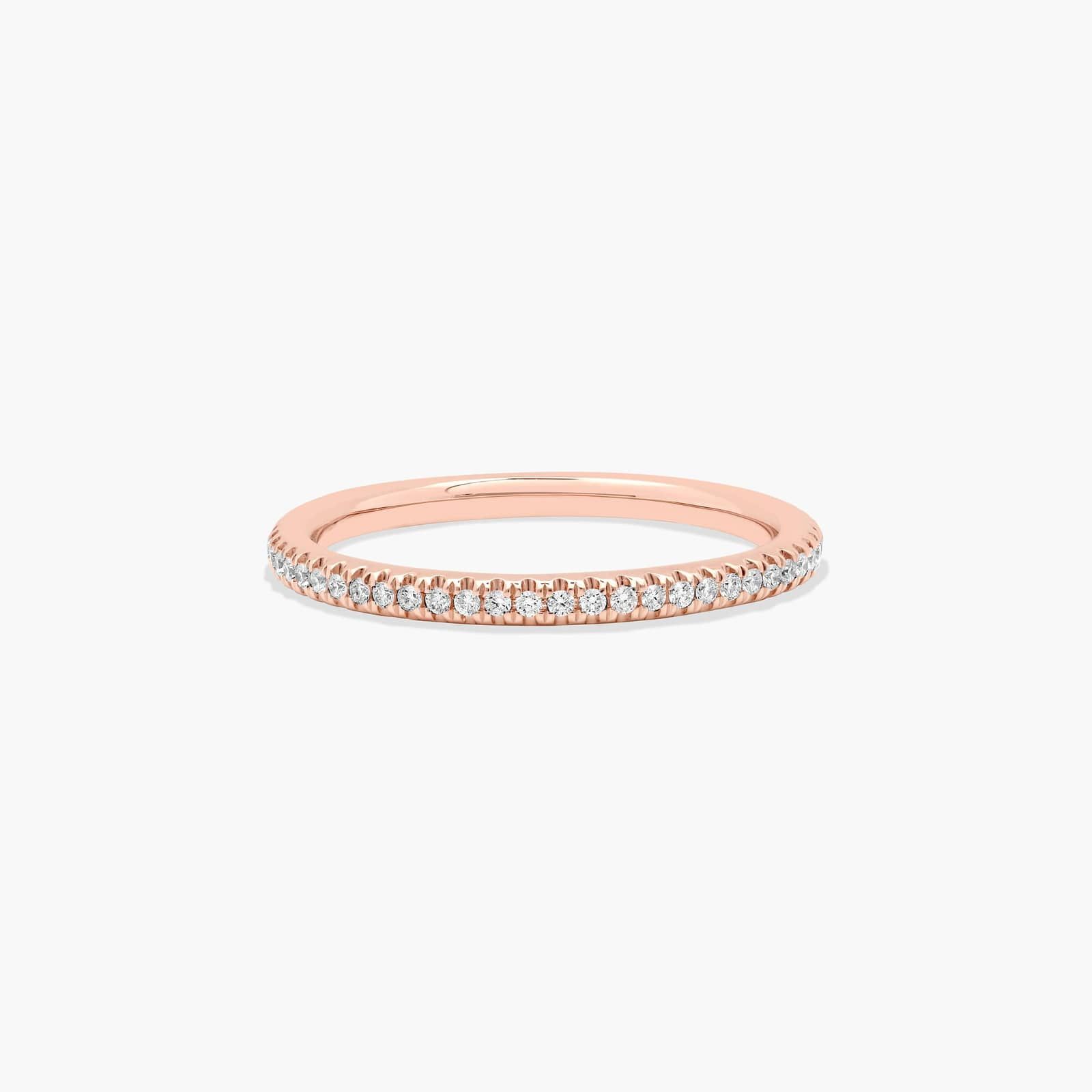 U Pavé Rounded Diamond Wedding Ring In 14K Rose Gold (1.50mm)