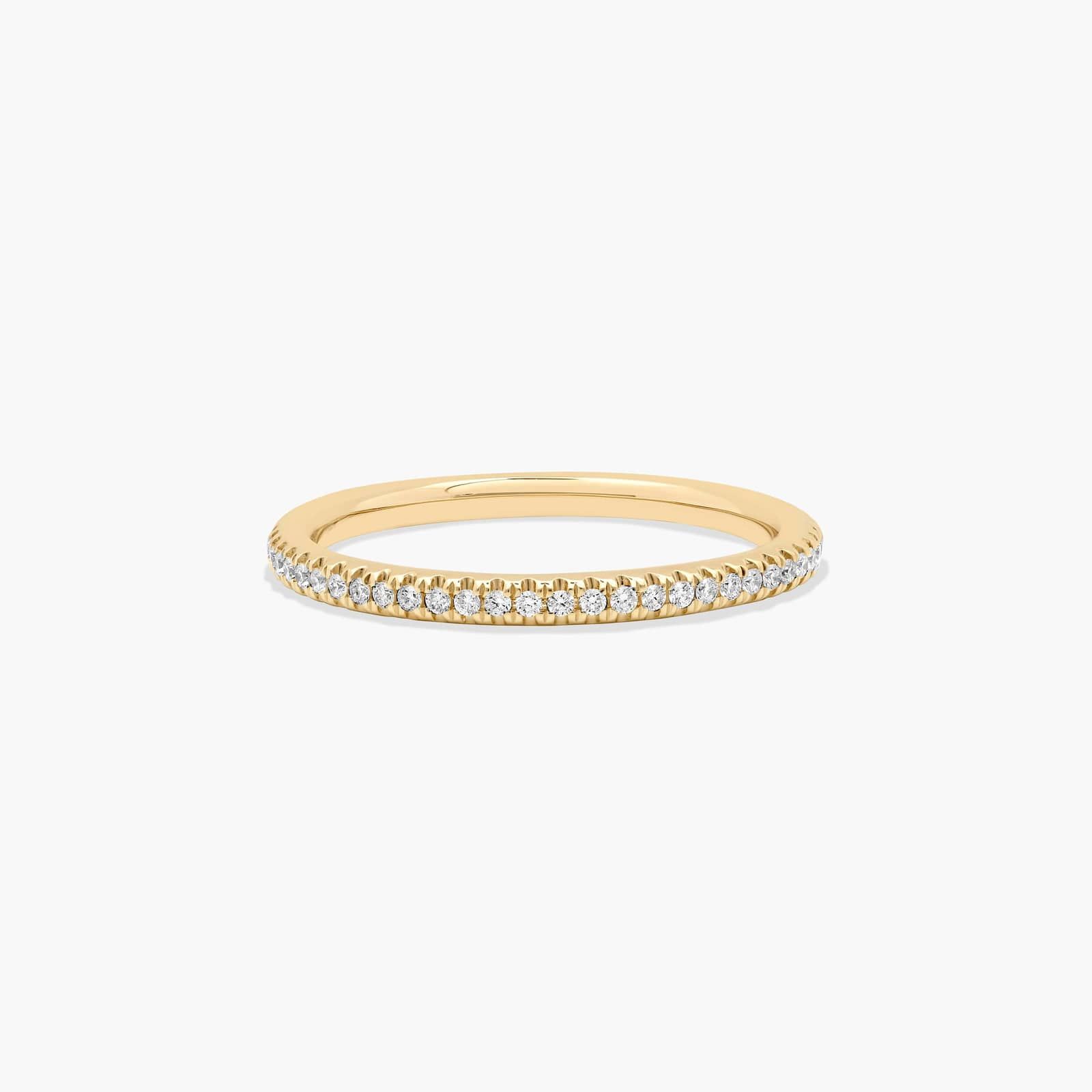 U Pavé Rounded Diamond Wedding Ring In 14K Yellow Gold (1.50mm)