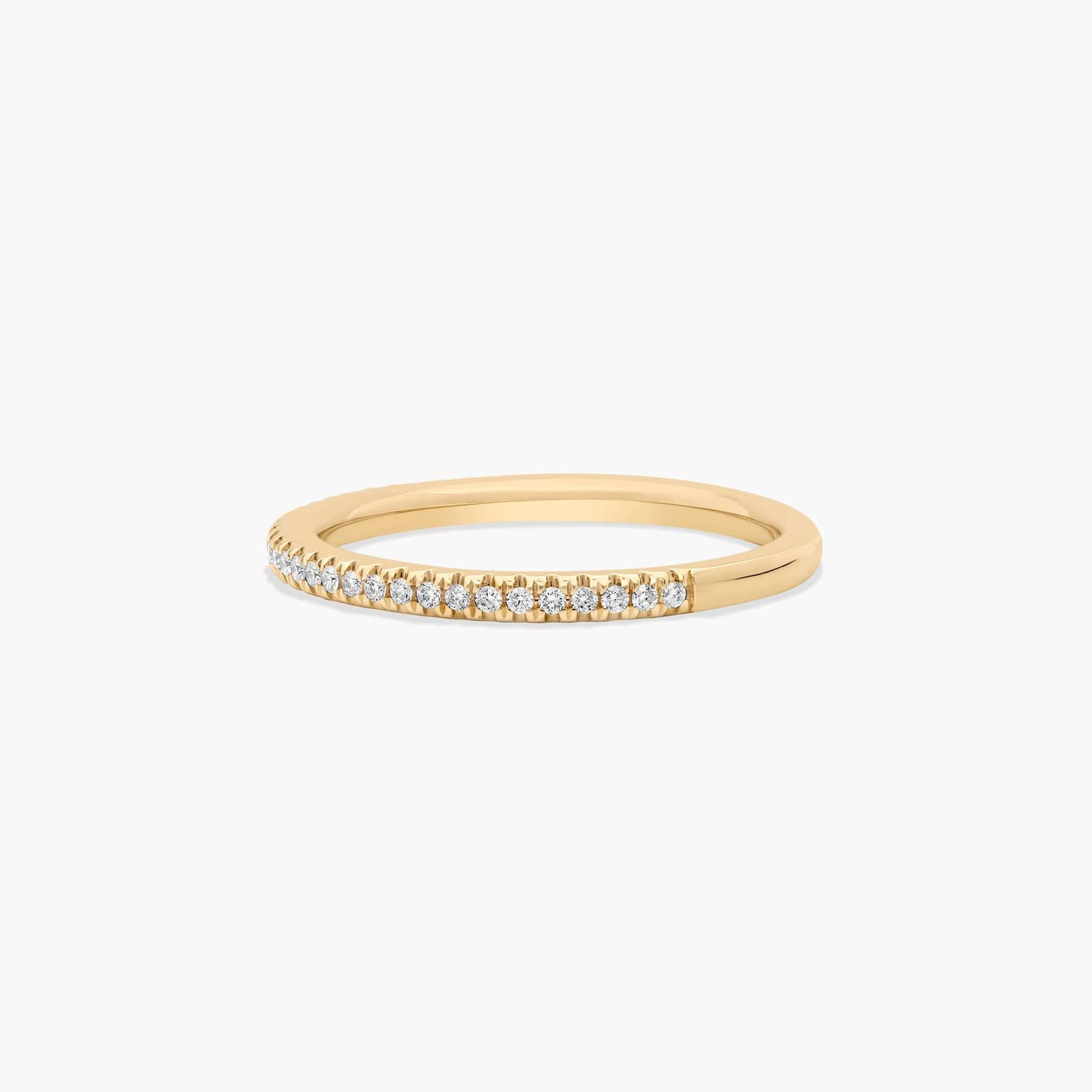 U Pavé Rounded Diamond Wedding Ring In 14K Yellow Gold (1.50mm)