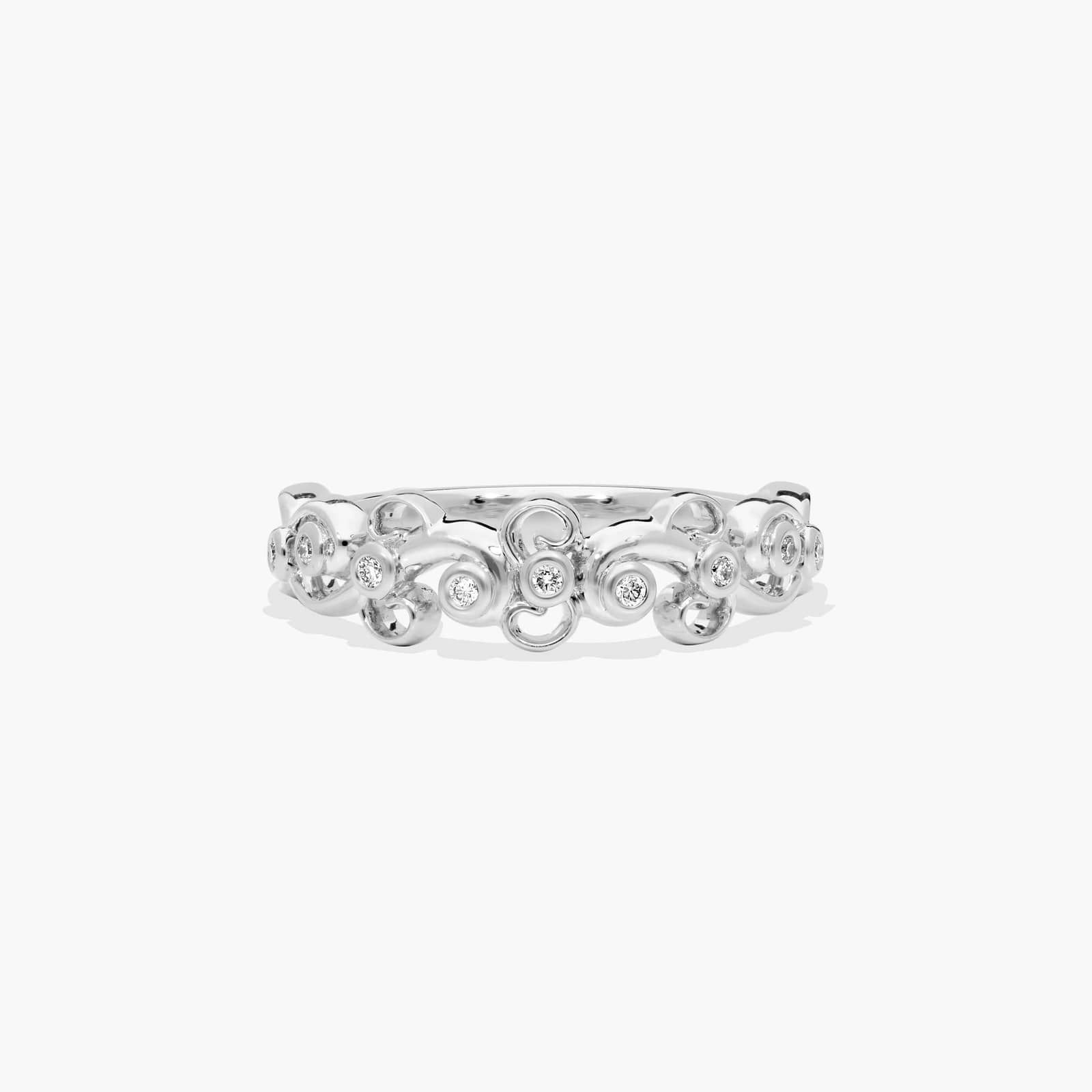 Blossoming Vine Diamond Wedding Ring In 18K White Gold (2.00mm)