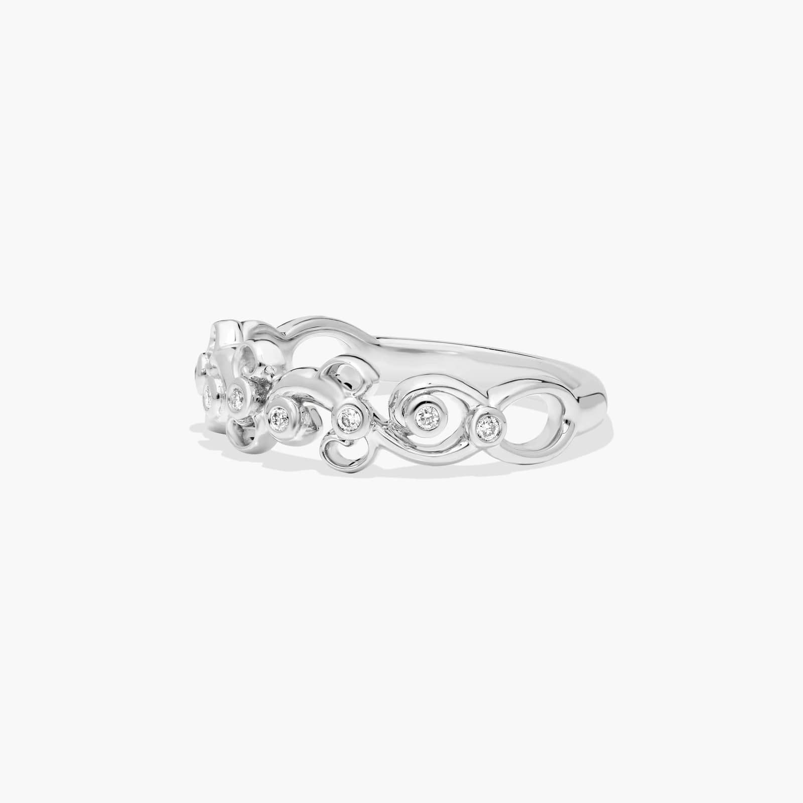 Blossoming Vine Diamond Wedding Ring In 18K White Gold (2.00mm)