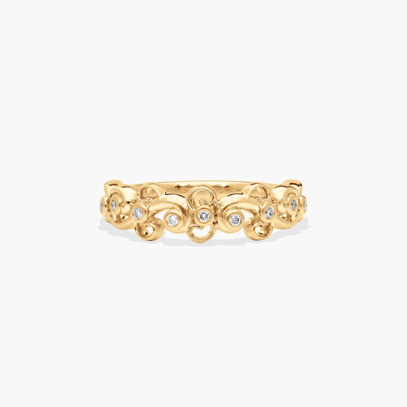 Blossoming Vine Diamond Wedding Ring In 14K Yellow Gold (2.00mm)