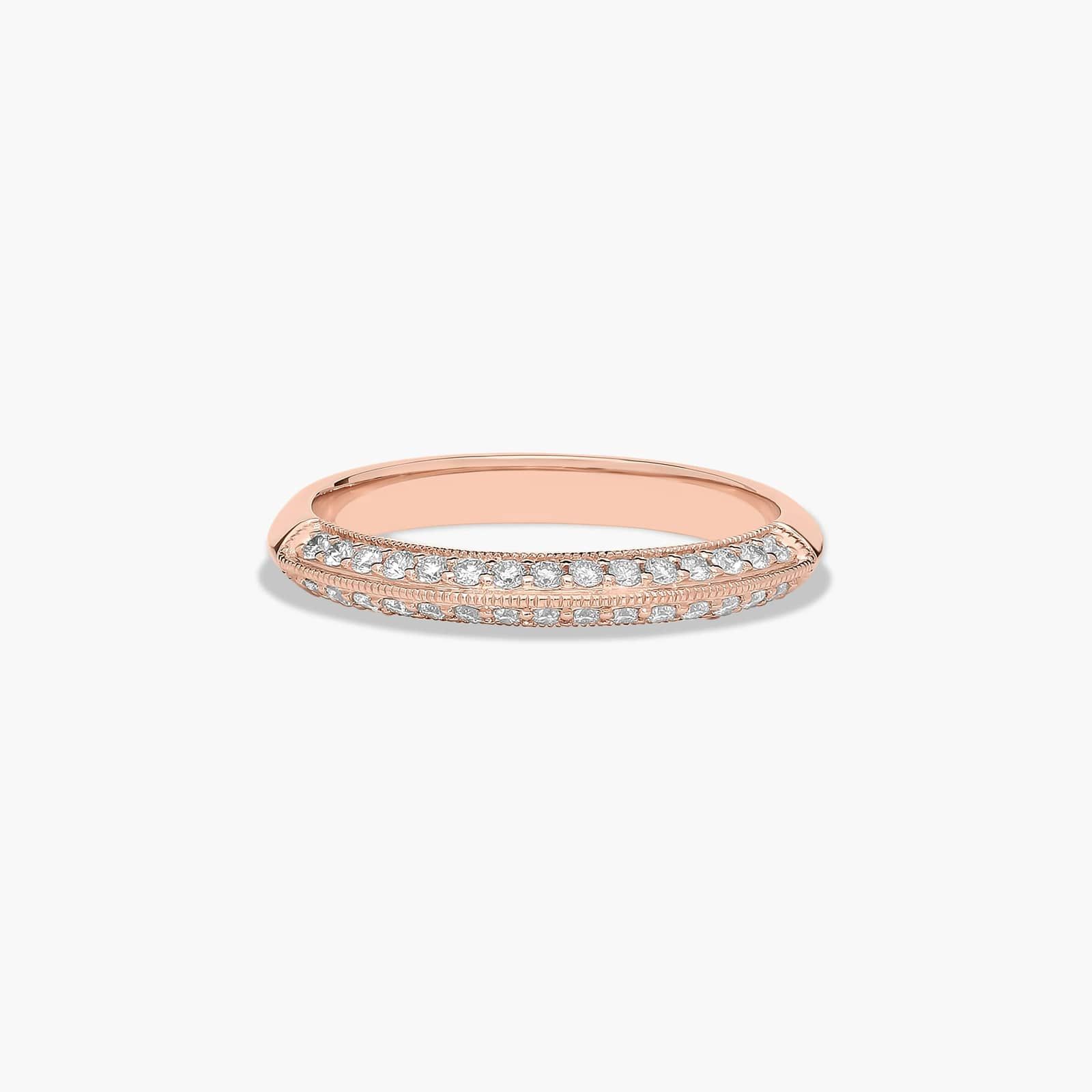 Pavé Knife Edge Cathedral Diamond Wedding Ring In 14K Rose Gold (2.00mm)