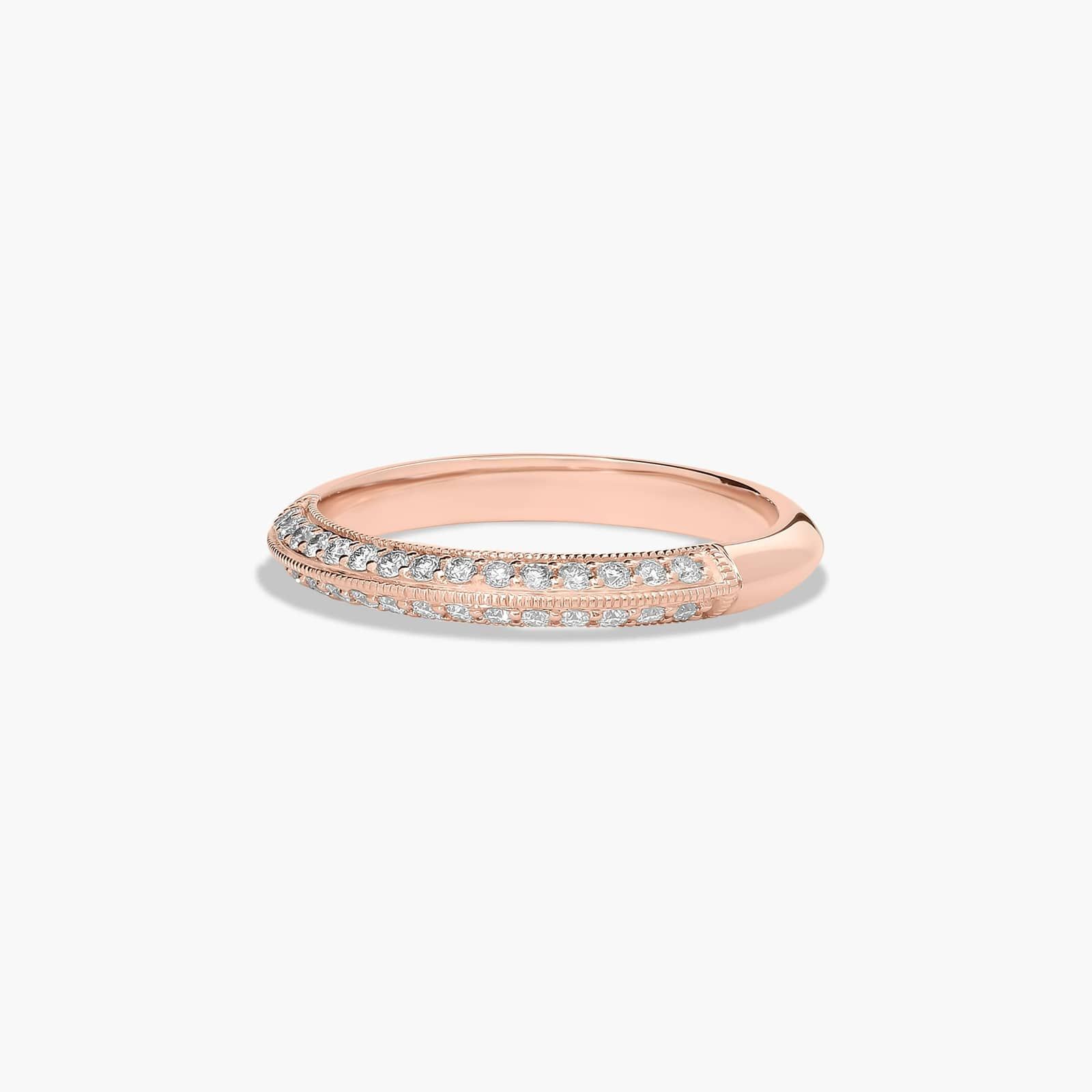 Pavé Knife Edge Cathedral Diamond Wedding Ring In 14K Rose Gold (2.00mm)