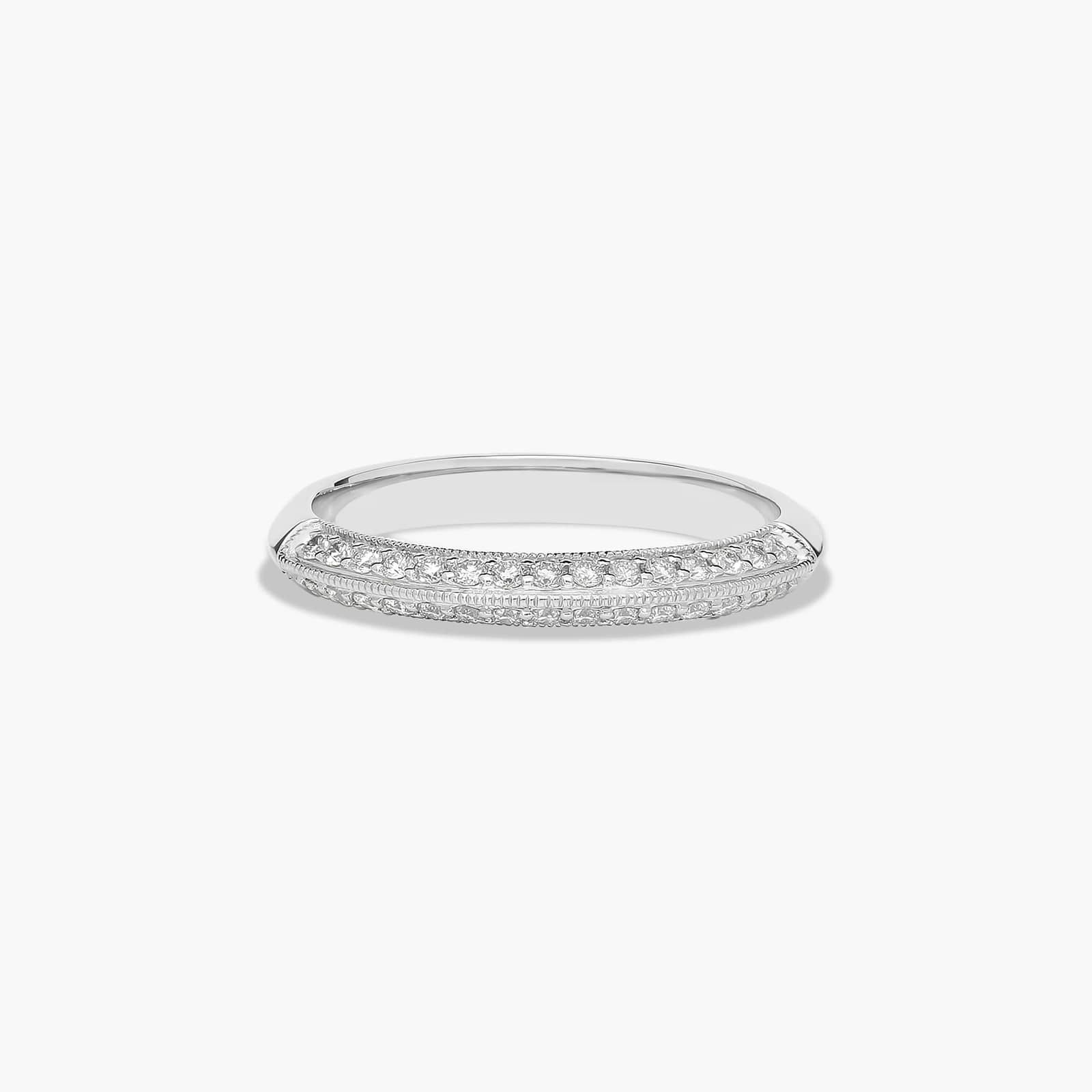 Pavé Knife Edge Cathedral Diamond Wedding Ring In 14K White Gold (2.00mm)