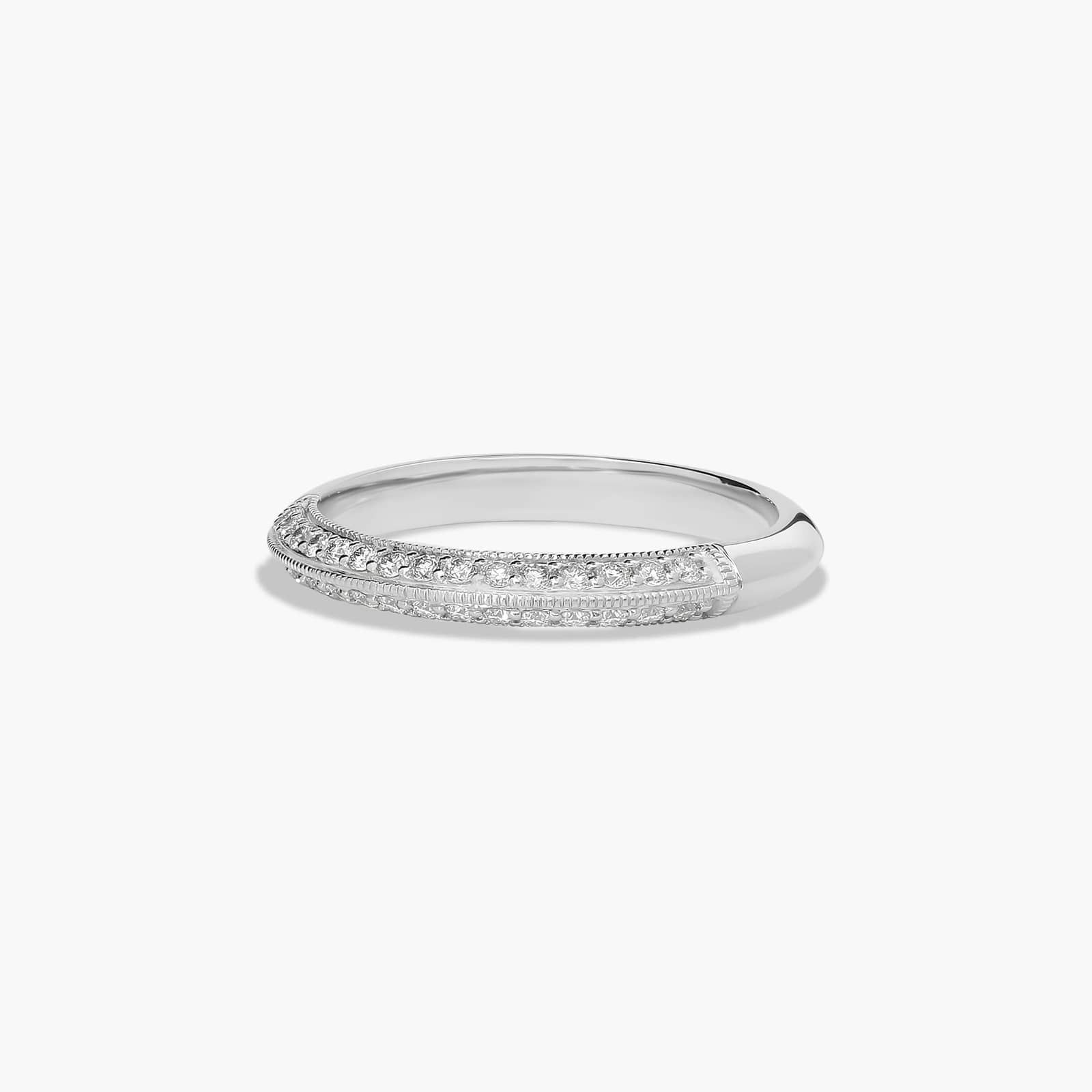 Pavé Knife Edge Cathedral Diamond Wedding Ring In 14K White Gold (2.00mm)
