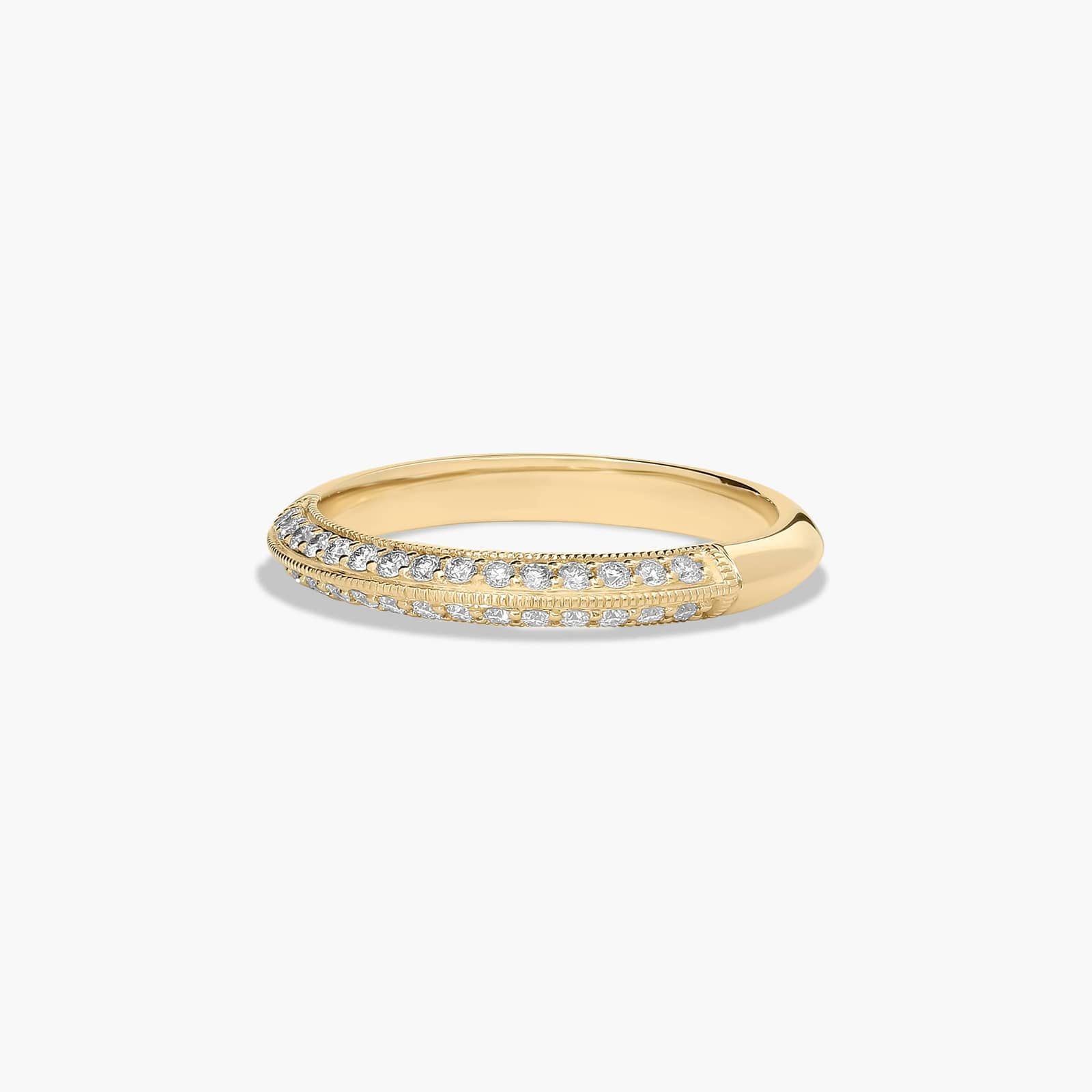 Pavé Knife Edge Cathedral Diamond Wedding Ring In 18K Yellow Gold (2.00mm)
