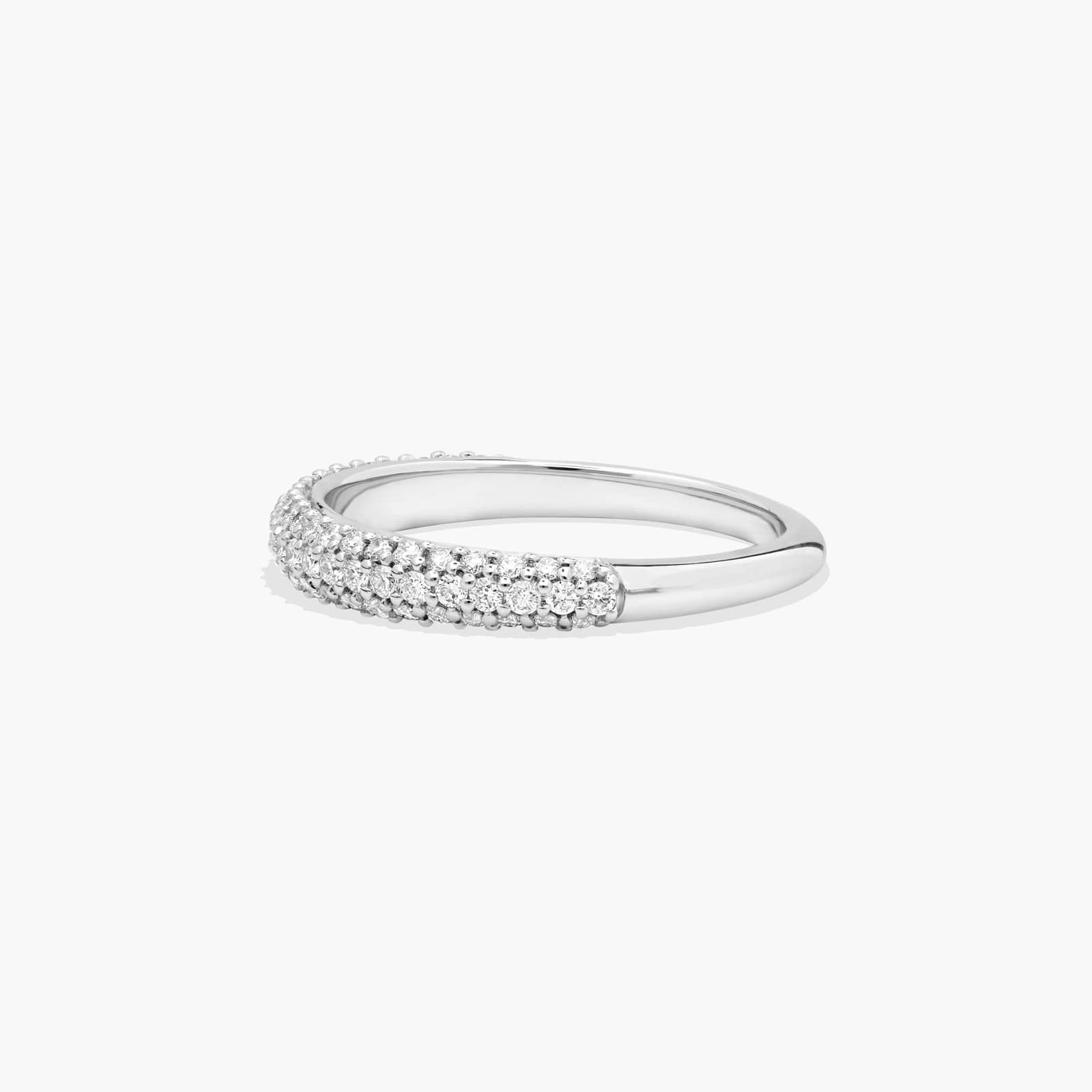 Graduated Triple Row Pavé Diamond Wedding Ring In 18K White Gold (2.50mm)