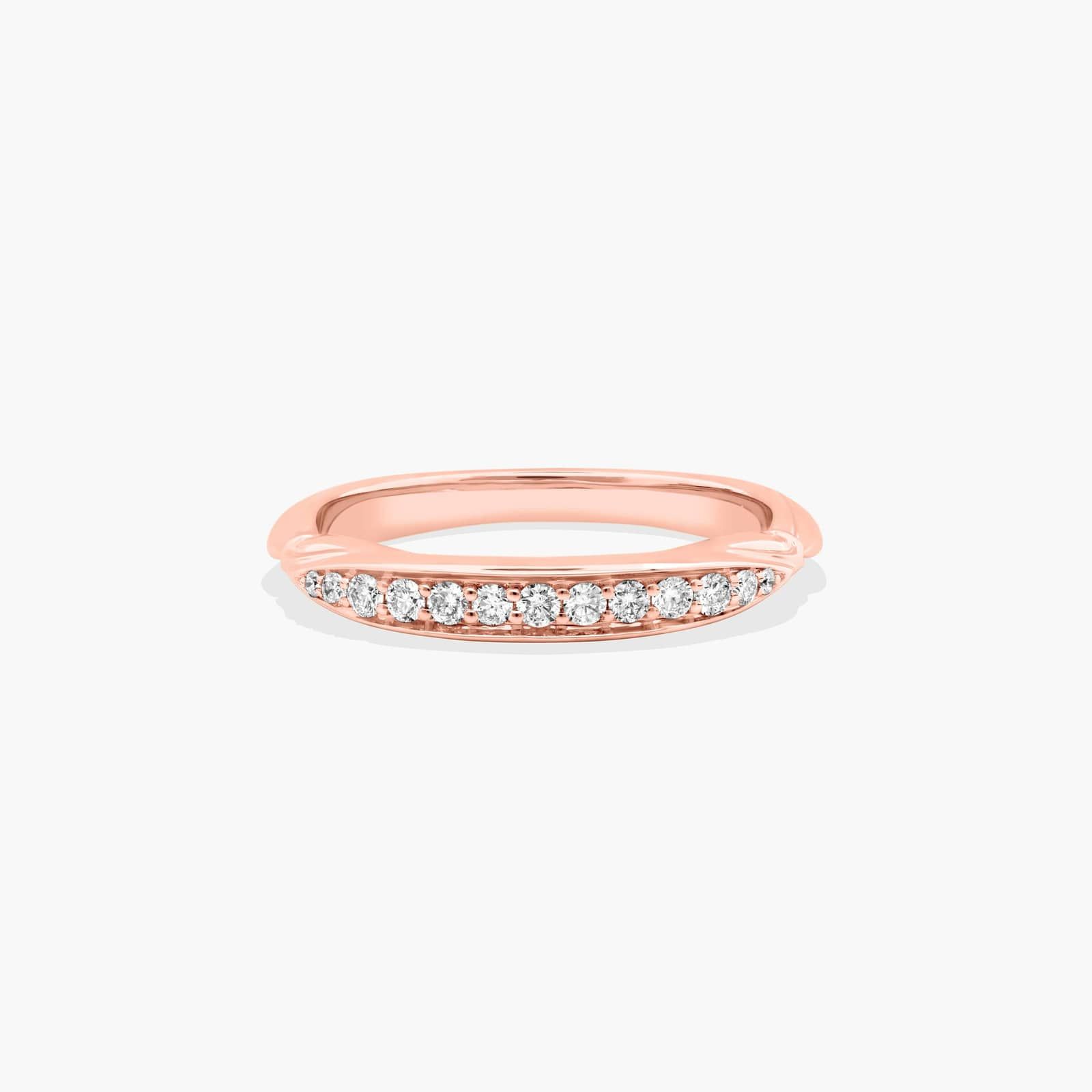 Single Row Graduate Shank Wedding Ring In 14K Rose Gold (2.50mm)