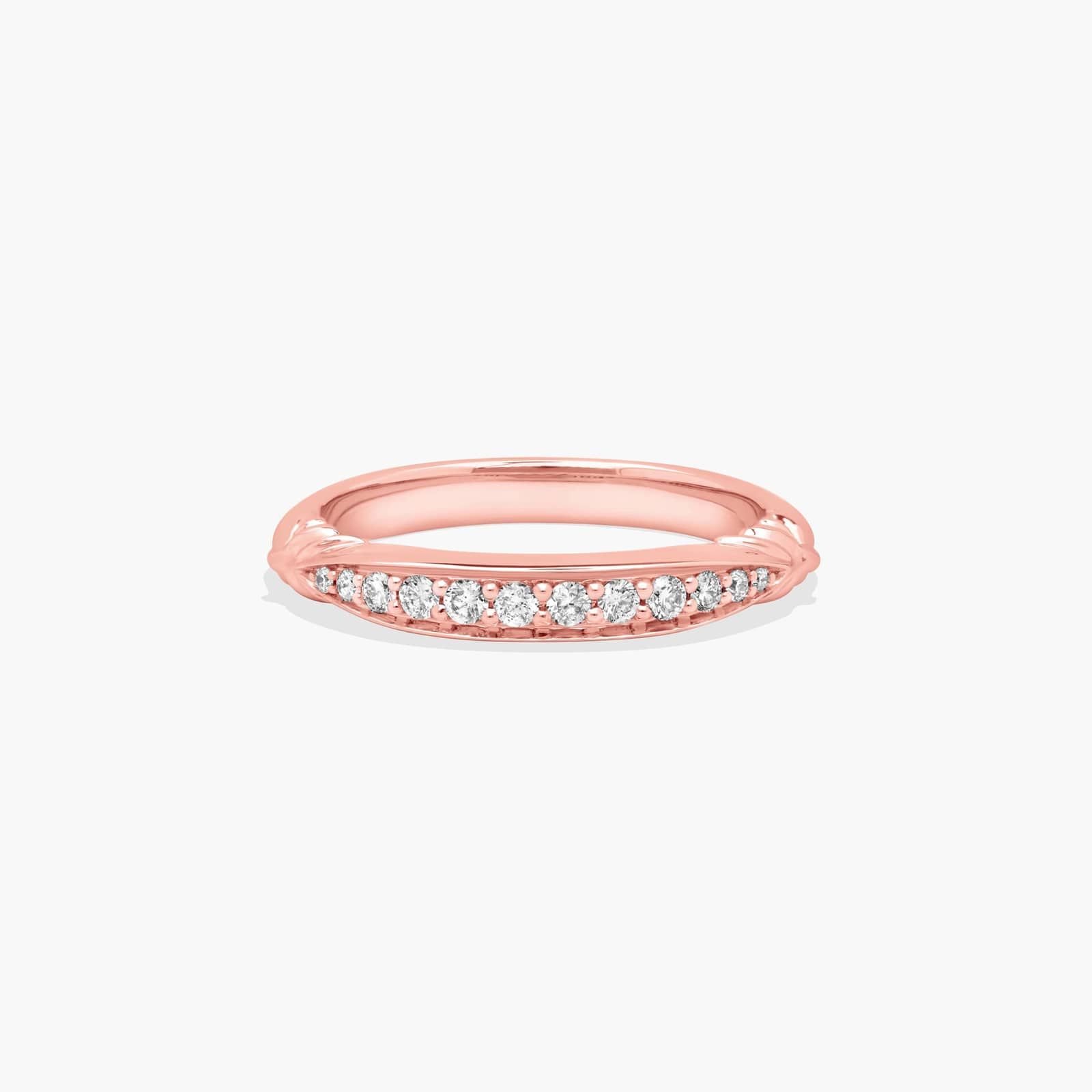 Pavé Graduated Diamond Wedding Ring In 14K Rose Gold (3.00mm)