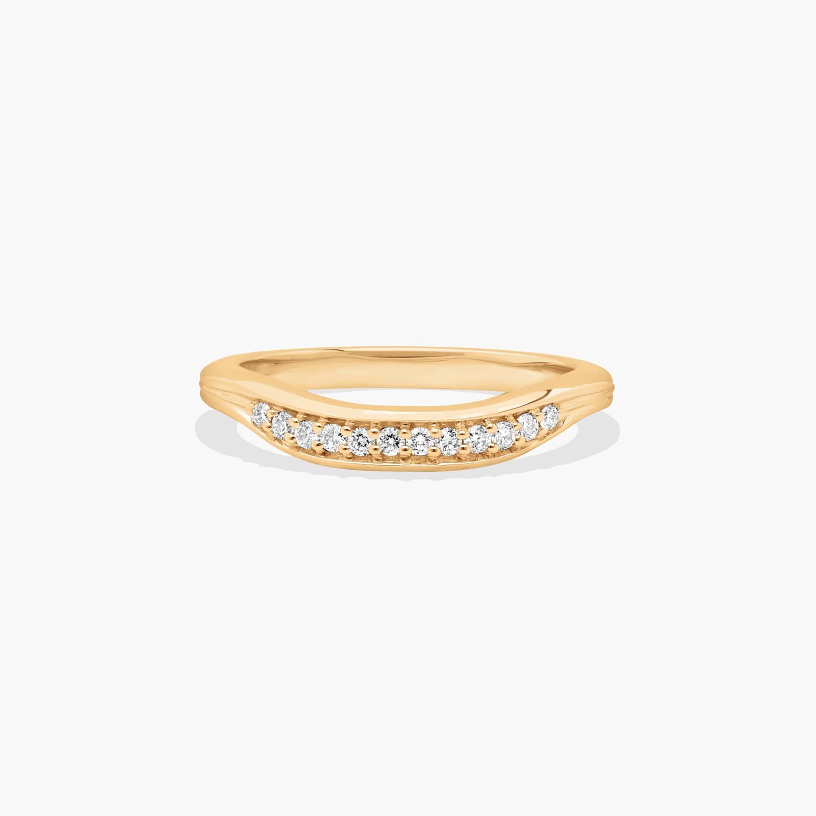 Pavé Ribbed Diamond Wedding Ring In 14K Yellow Gold (2.00mm)