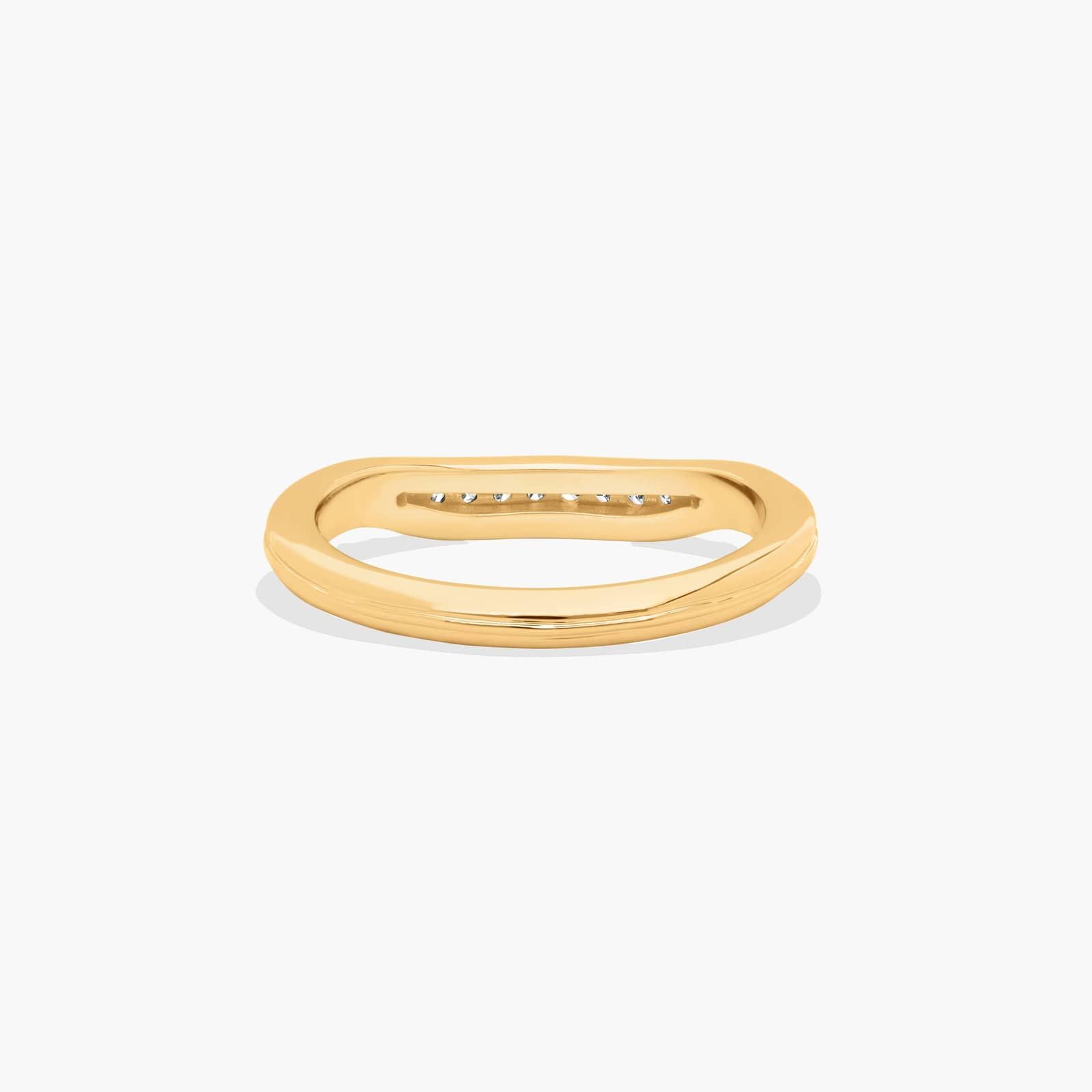 Pavé Ribbed Diamond Wedding Ring In 14K Yellow Gold (2.00mm)