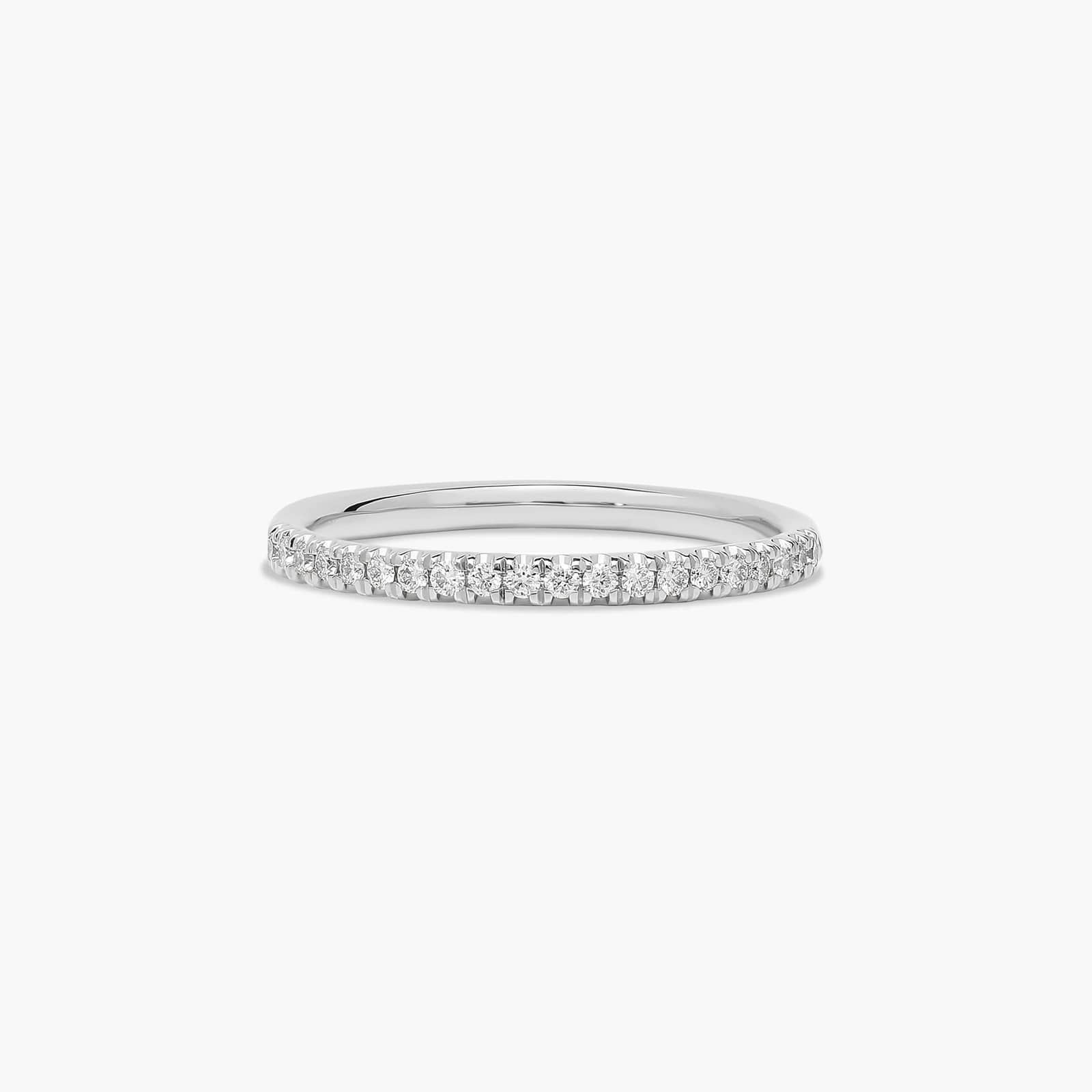 Falling Edge Pavé Diamond Wedding Ring In 18K White Gold (1.50mm)