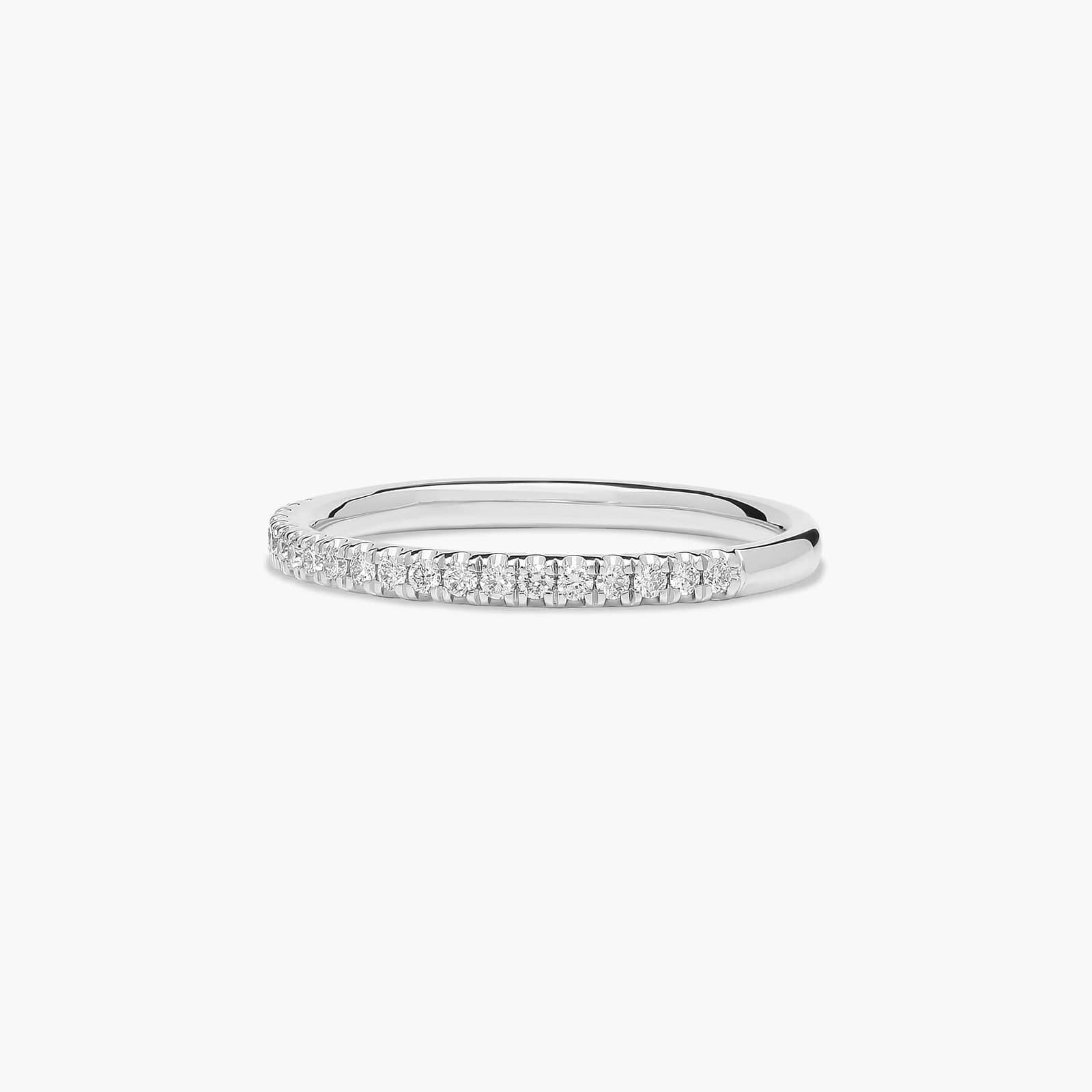 Falling Edge Pavé Diamond Wedding Ring In 18K White Gold (1.50mm)