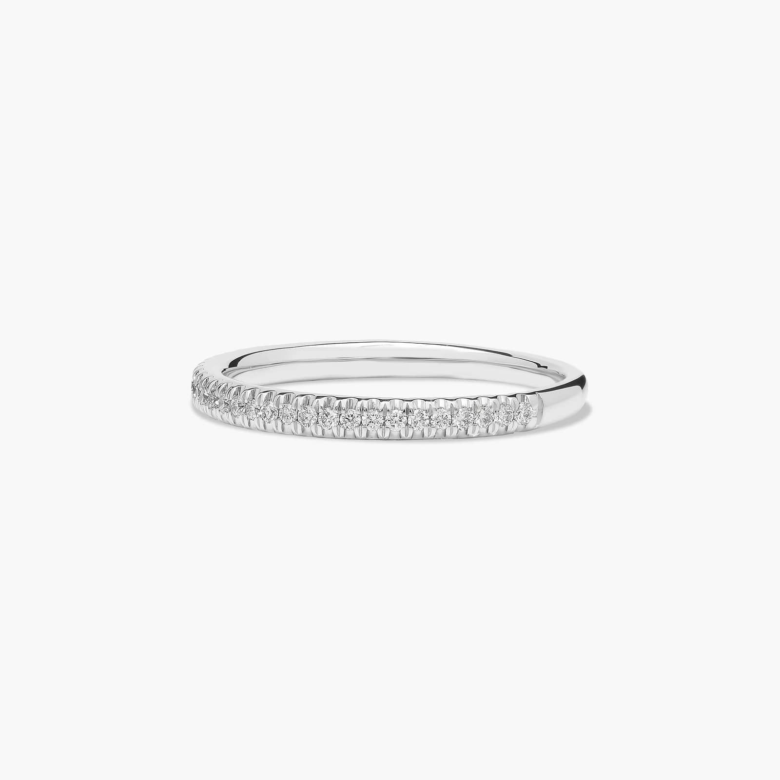 Cross Over Diamond Wedding Ring In 14K White Gold (1.50mm)