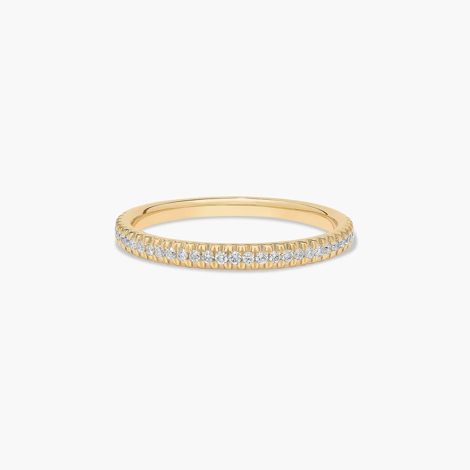 Cross Over Diamond Wedding Ring In 14K Yellow Gold (1.50mm)