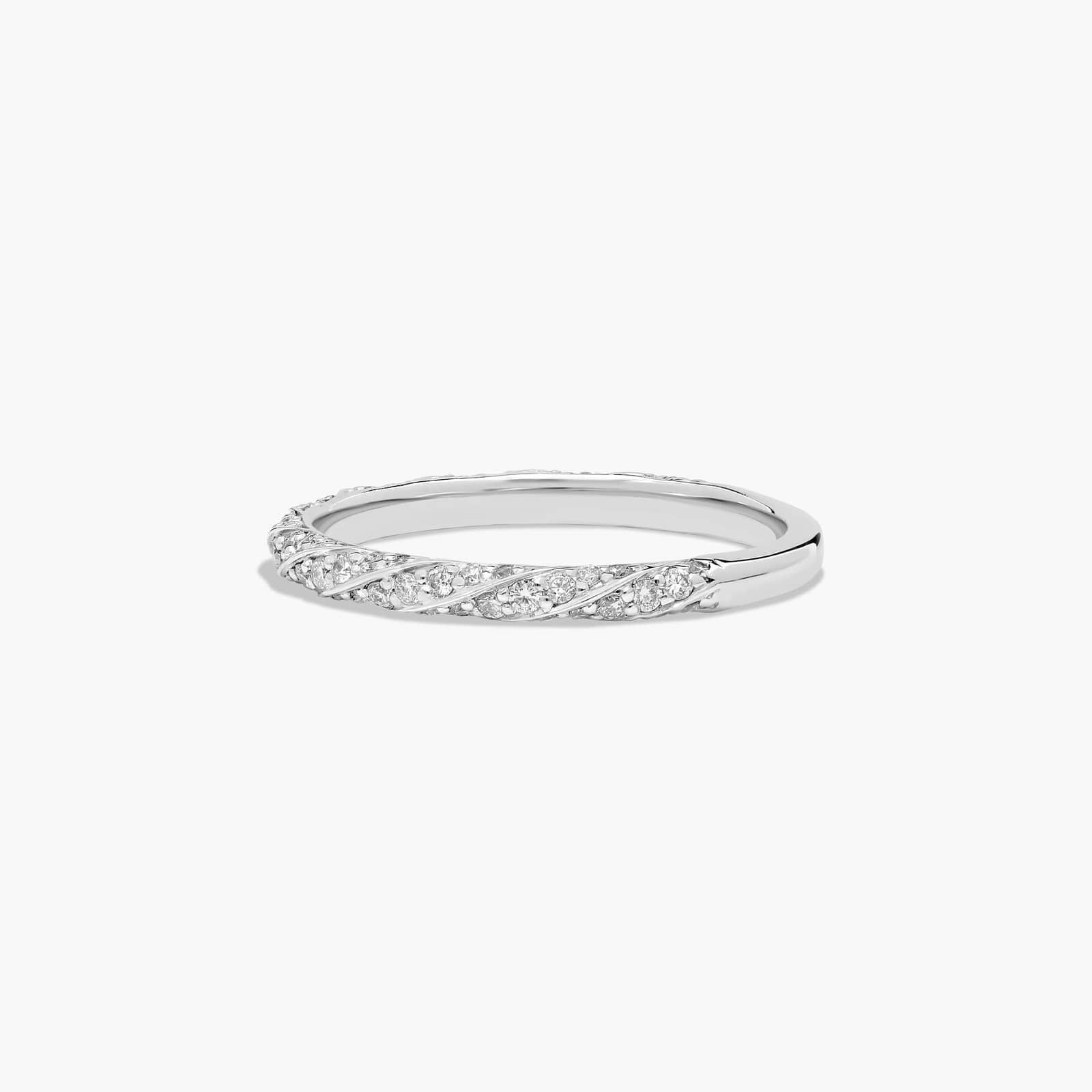 Pavé Spiral Diamond Wedding Ring In 14K White Gold (2.50mm)